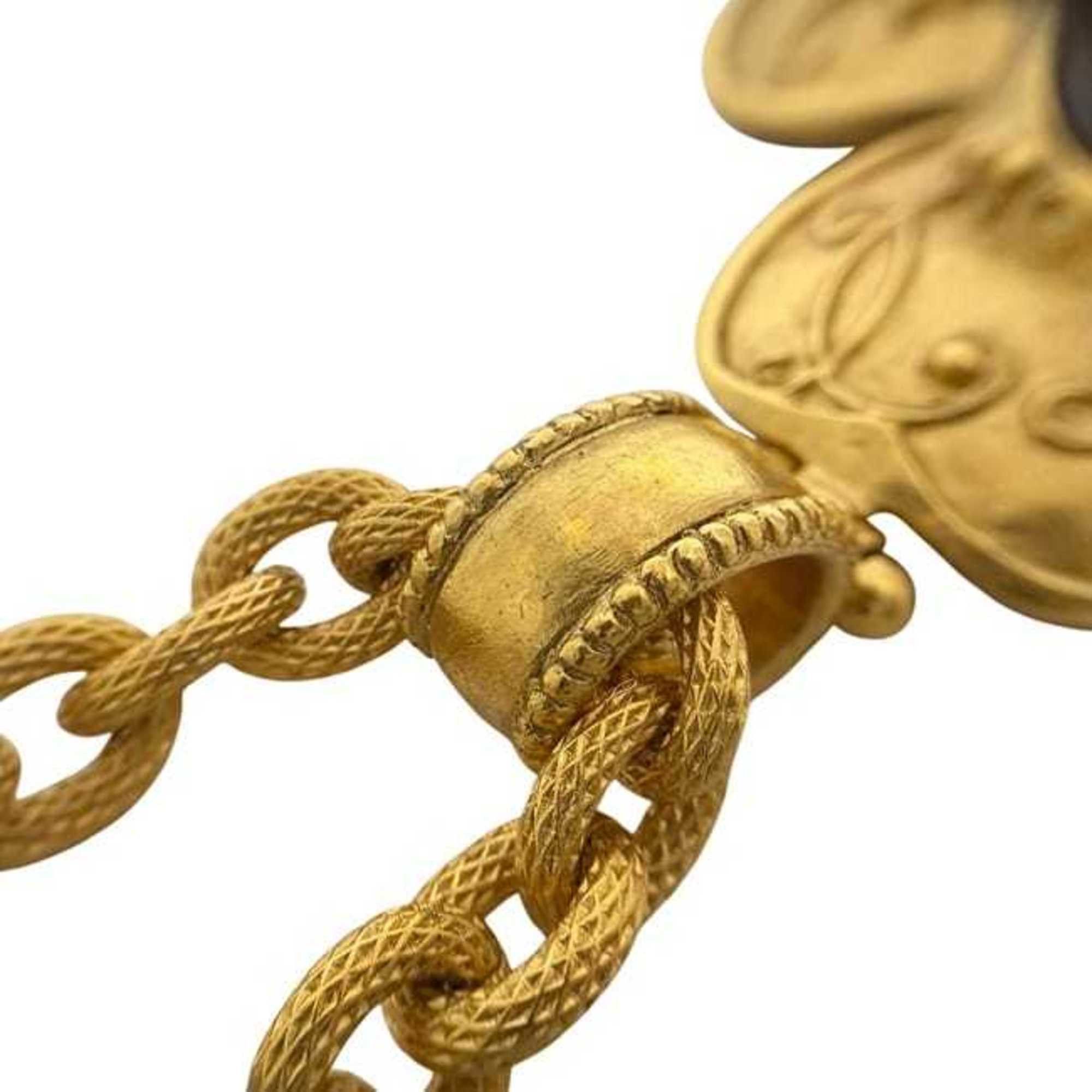 Chanel Chanel Necklace ec-24724 Gold Black Coco Mark GP 06 A CHANEL Clover Long with Stone Chain, Large, Women's, Size ONE SIZE - 10 Thumbnail