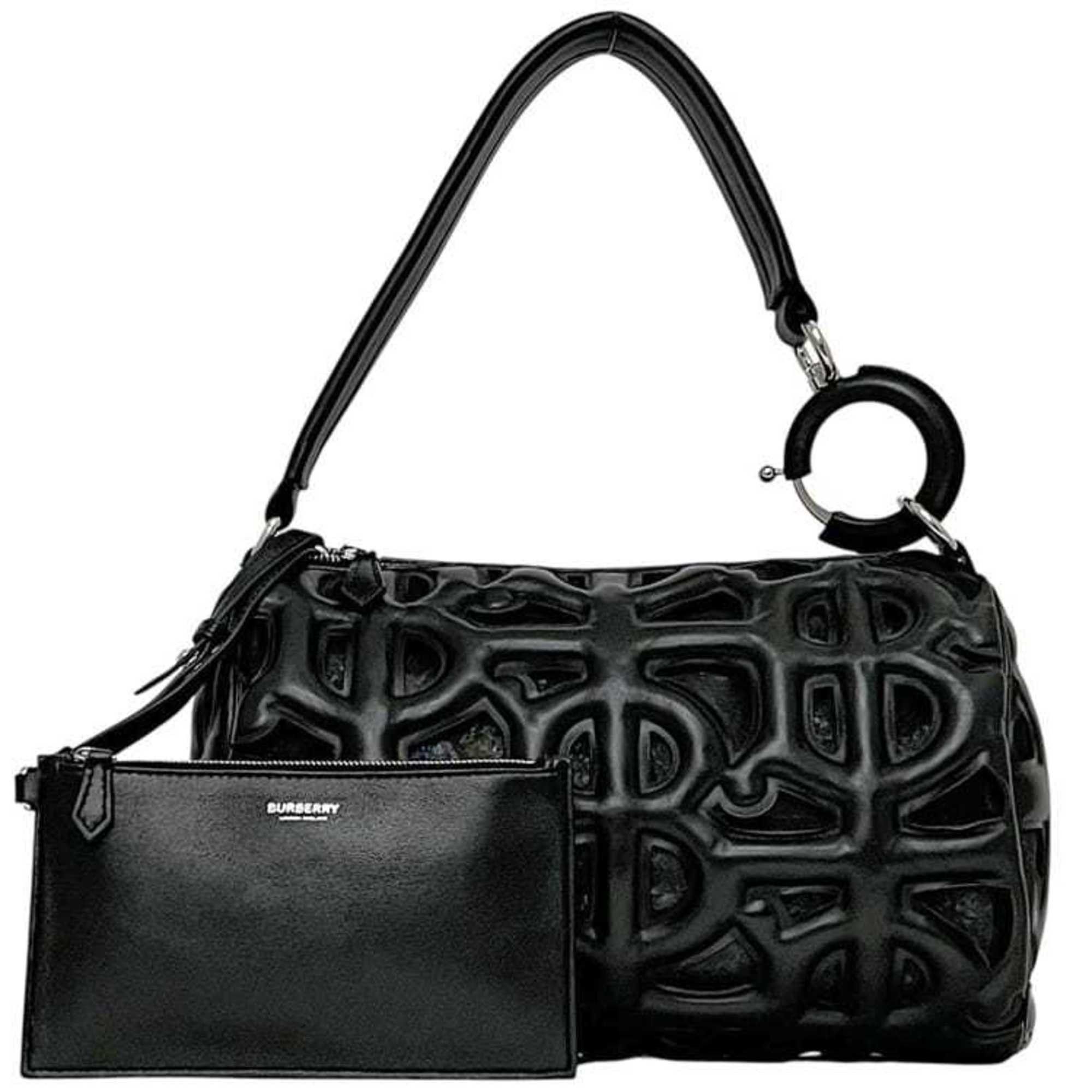 Burberry Burberry Ronbi Bag f-24660 Black TB Monogram Leather ITDGSRL37FIR BURBERRY Mesh Cutout Thomas Women's Size ONE SIZE - 2 Thumbnail