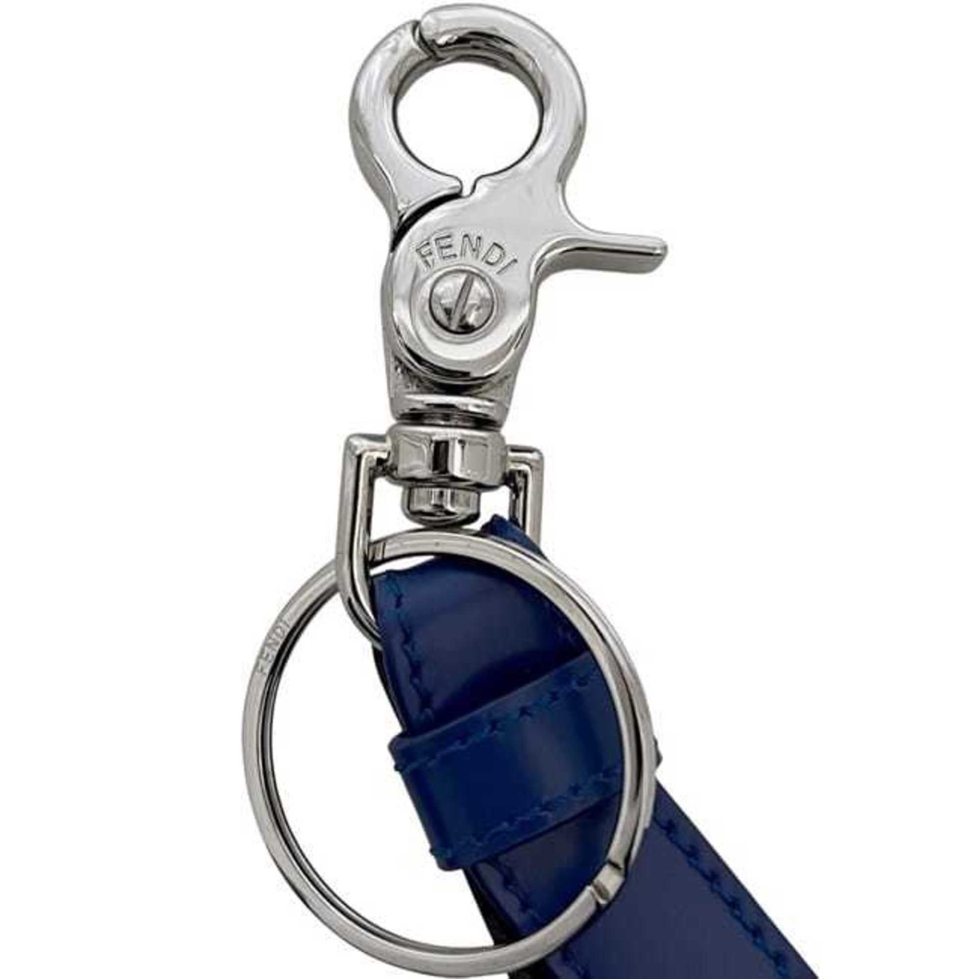 Fendi Fendi Key Ring ec-24671 Blue, Gray, Black, Silver Zucchino Leather Metal FENDI FF Charm Keychain Black Blue Men's Women's Mark Size ONE SIZE - 6 Thumbnail