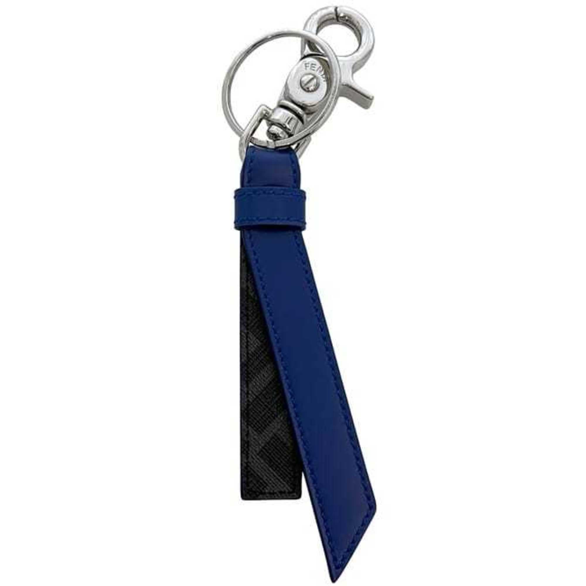 Fendi Fendi Key Ring ec-24671 Blue, Gray, Black, Silver Zucchino Leather Metal FENDI FF Charm Keychain Black Blue Men's Women's Mark Size ONE SIZE - 9 Thumbnail