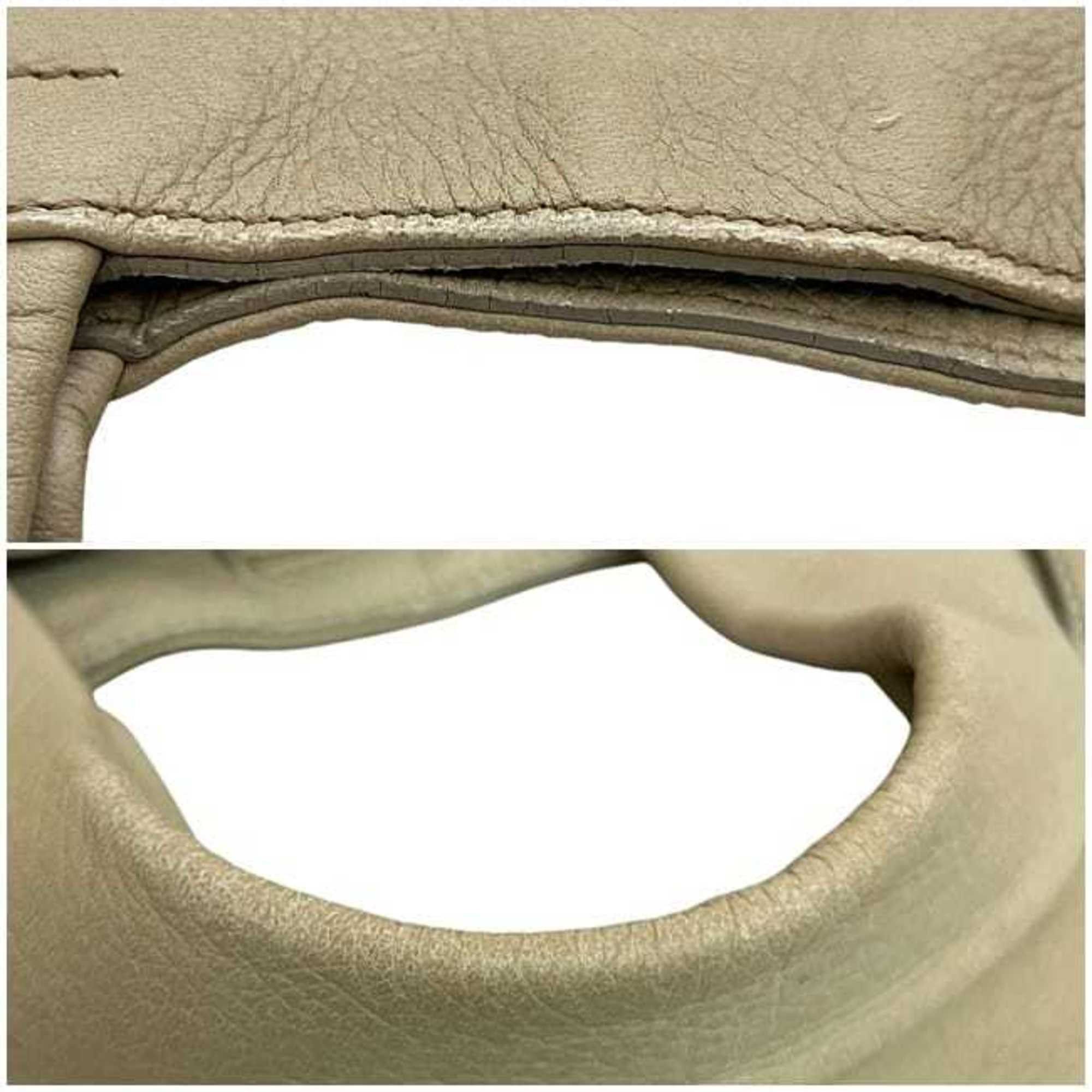 Prada Prada Tote Bag ec-24687 Beige Leather 146 PRADA Embossed Triangle Plate for Men and Women Size ONE SIZE - 6 Thumbnail