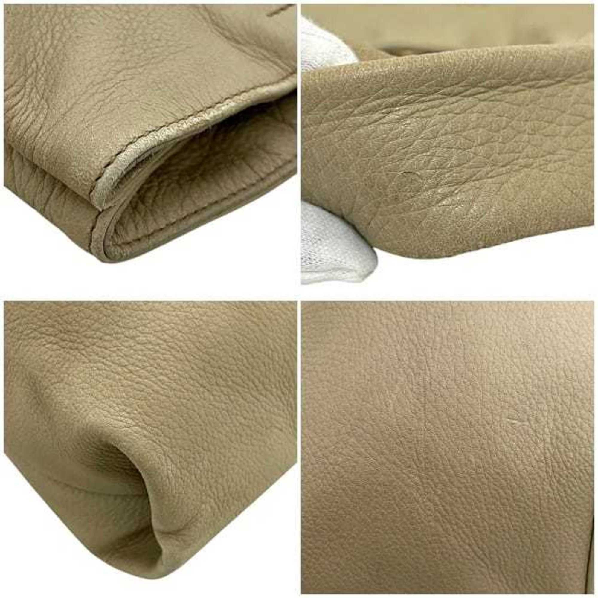 Prada Prada Tote Bag ec-24687 Beige Leather 146 PRADA Embossed Triangle Plate for Men and Women Size ONE SIZE - 7 Thumbnail