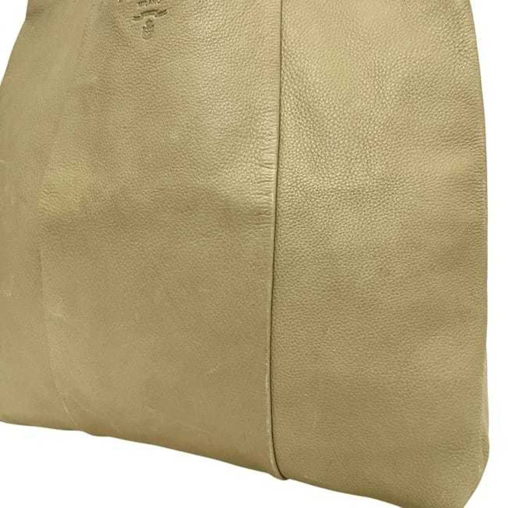 Prada Prada Tote Bag ec-24687 Beige Leather 146 PRADA Embossed Triangle Plate for Men and Women Size ONE SIZE - 11 Thumbnail