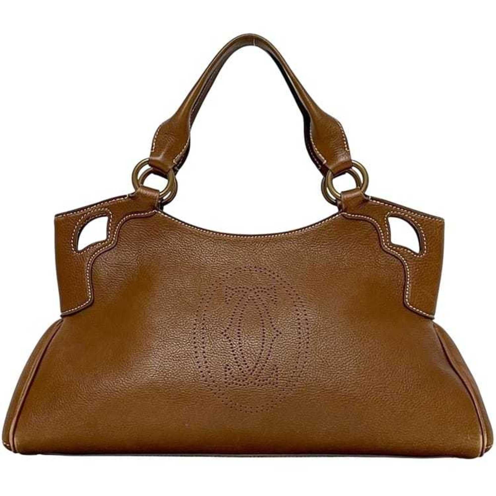 Cartier Cartier Marcello handbag f-24684 in brown leather with perforated grained leather. Brown. Women's. Size ONE SIZE - 2 Thumbnail