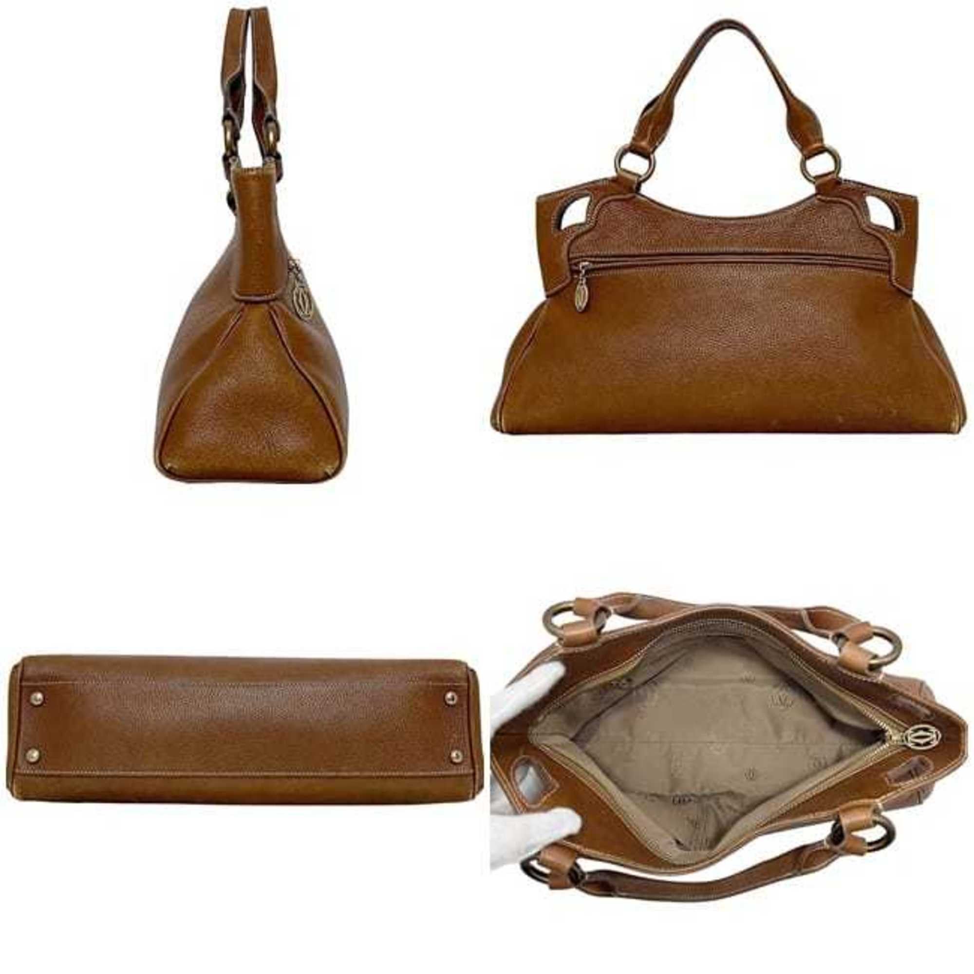 Cartier Cartier Marcello handbag f-24684 in brown leather with perforated grained leather. Brown. Women's. Size ONE SIZE - 3 Thumbnail
