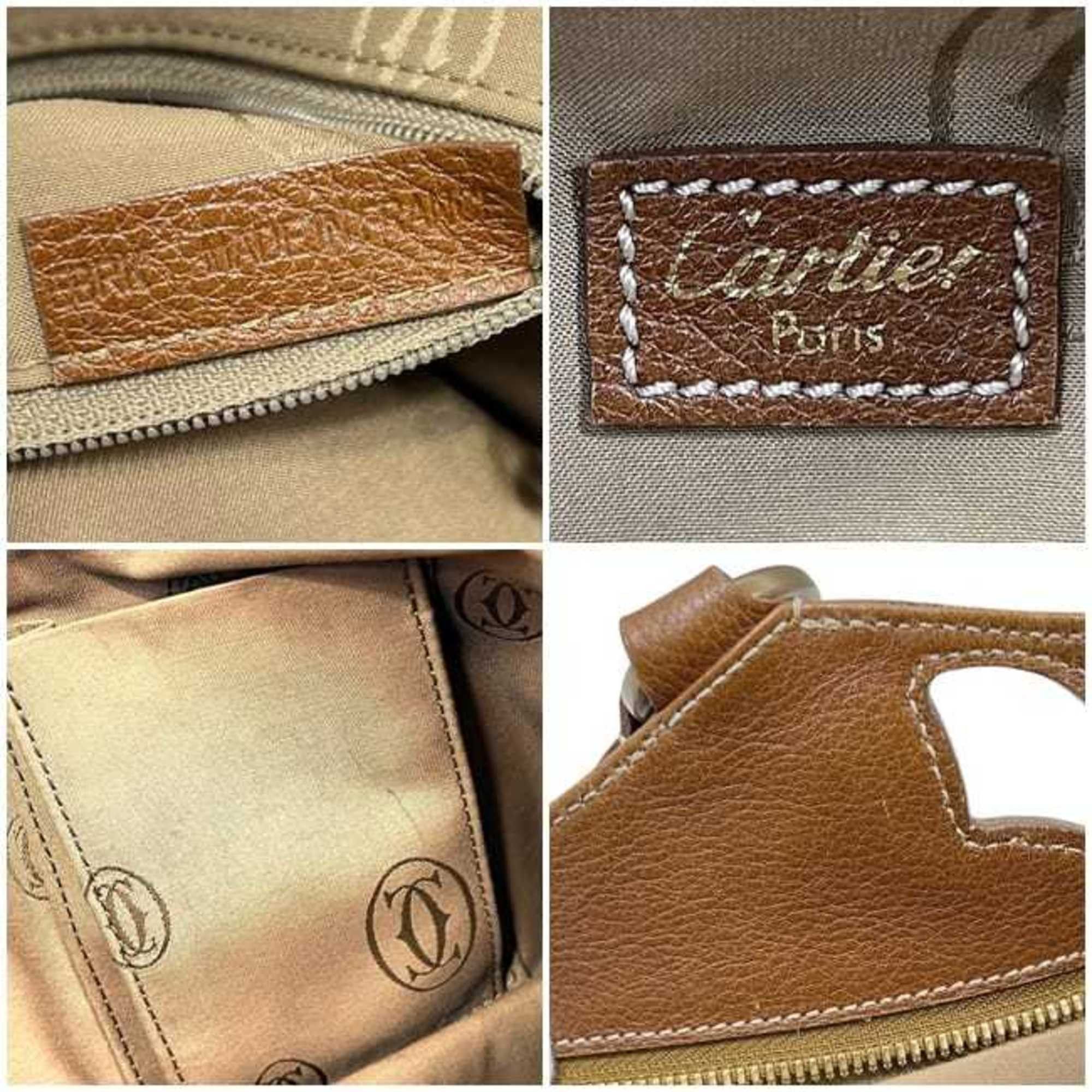 Cartier Cartier Marcello handbag f-24684 in brown leather with perforated grained leather. Brown. Women's. Size ONE SIZE - 4 Thumbnail