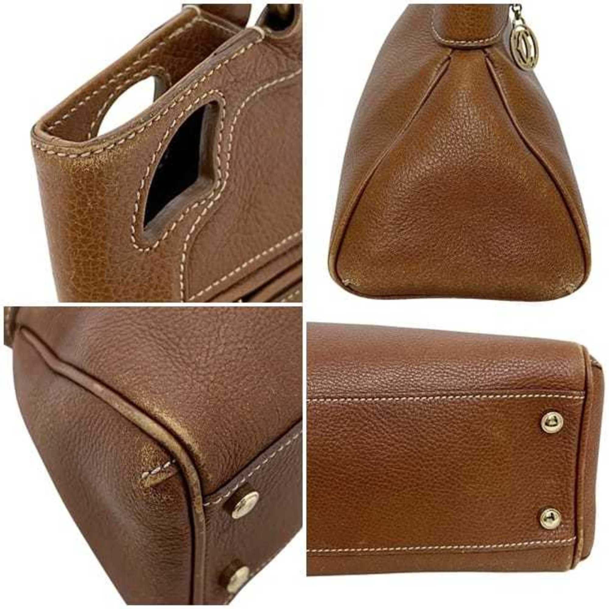 Cartier Cartier Marcello handbag f-24684 in brown leather with perforated grained leather. Brown. Women's. Size ONE SIZE - 11 Thumbnail