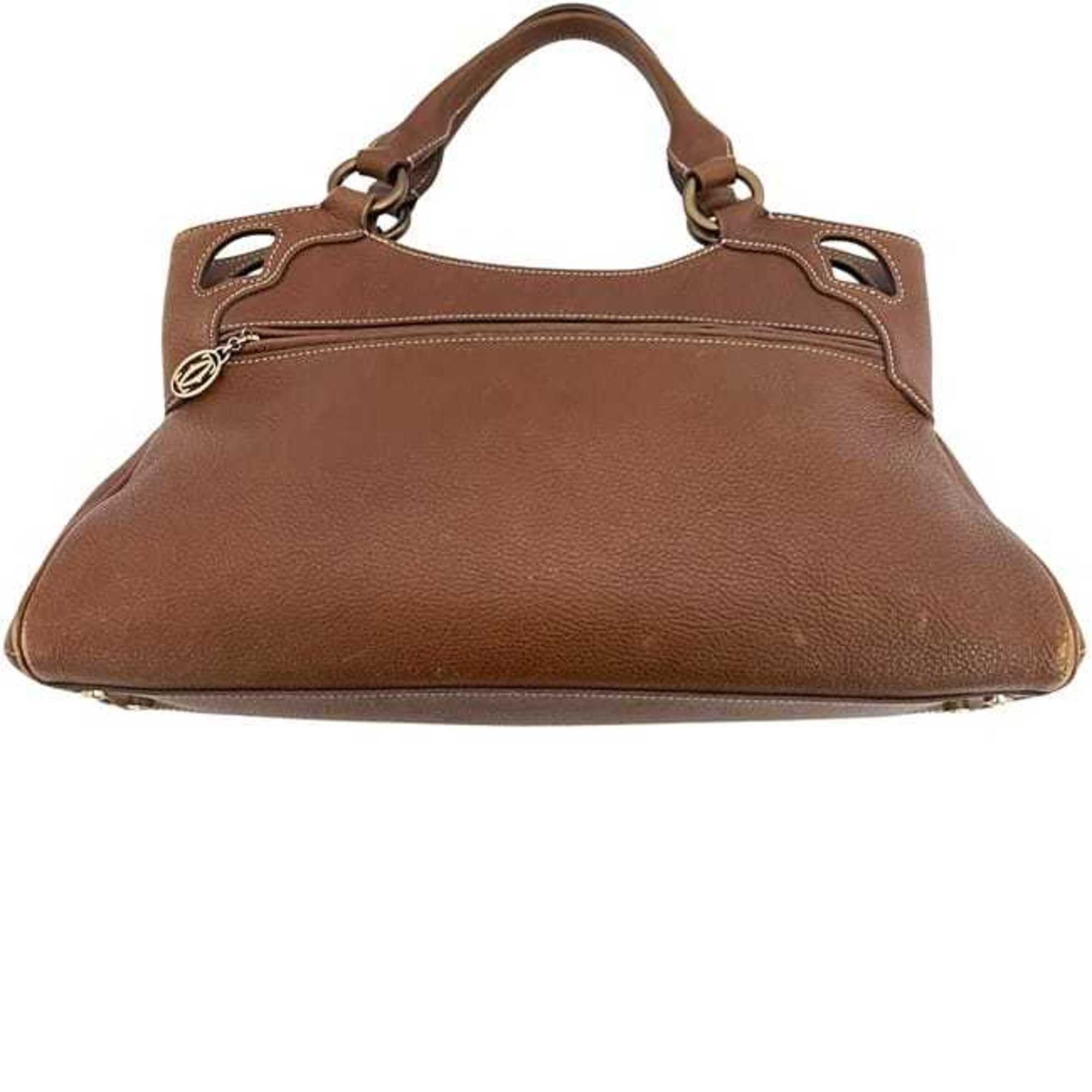 Cartier Cartier Marcello handbag f-24684 in brown leather with perforated grained leather. Brown. Women's. Size ONE SIZE - 8 Thumbnail