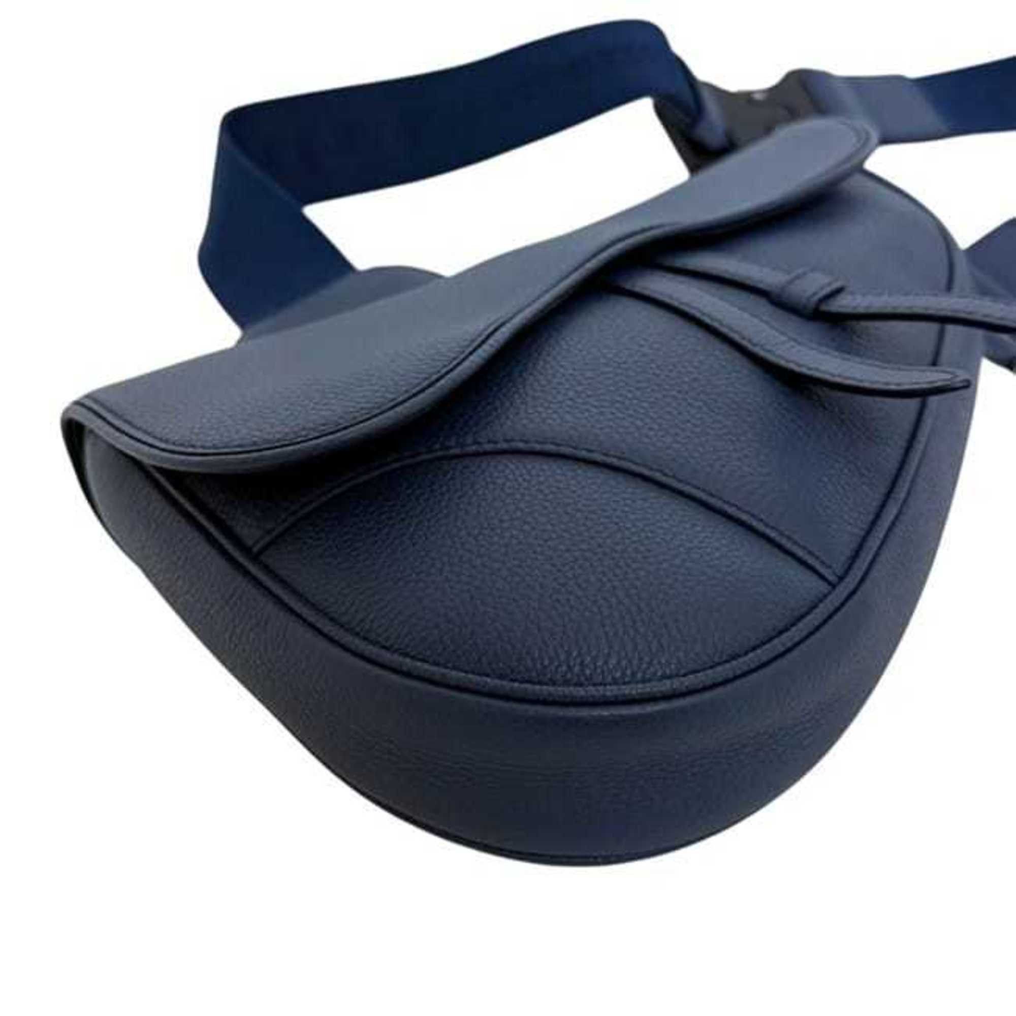 Dior Christian Dior Saddle Bag, Navy Blue, f-24767, 1ADPO093, Leather, 06-BO-0199. This navy blue crossbody shoulder bag with flap is perfect for men and women. Size ONE SIZE - 9 Thumbnail