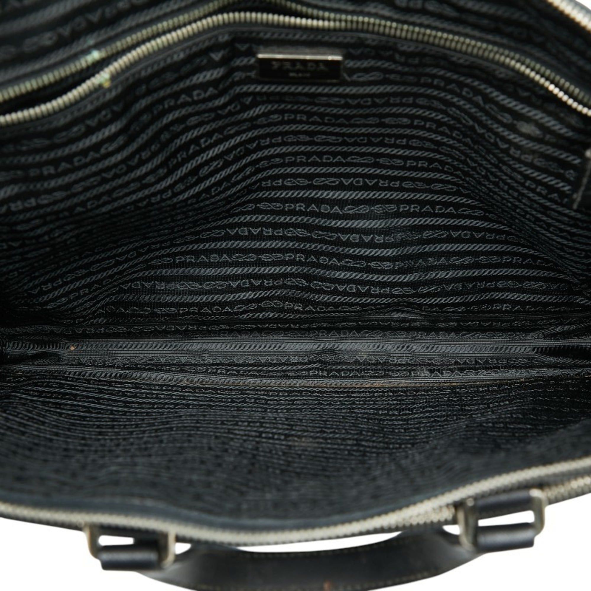 Prada Prada Triangle Logo Plate Handbag/Business Bag in Black Saffiano Leather for Women Size ONE SIZE - 13 Thumbnail