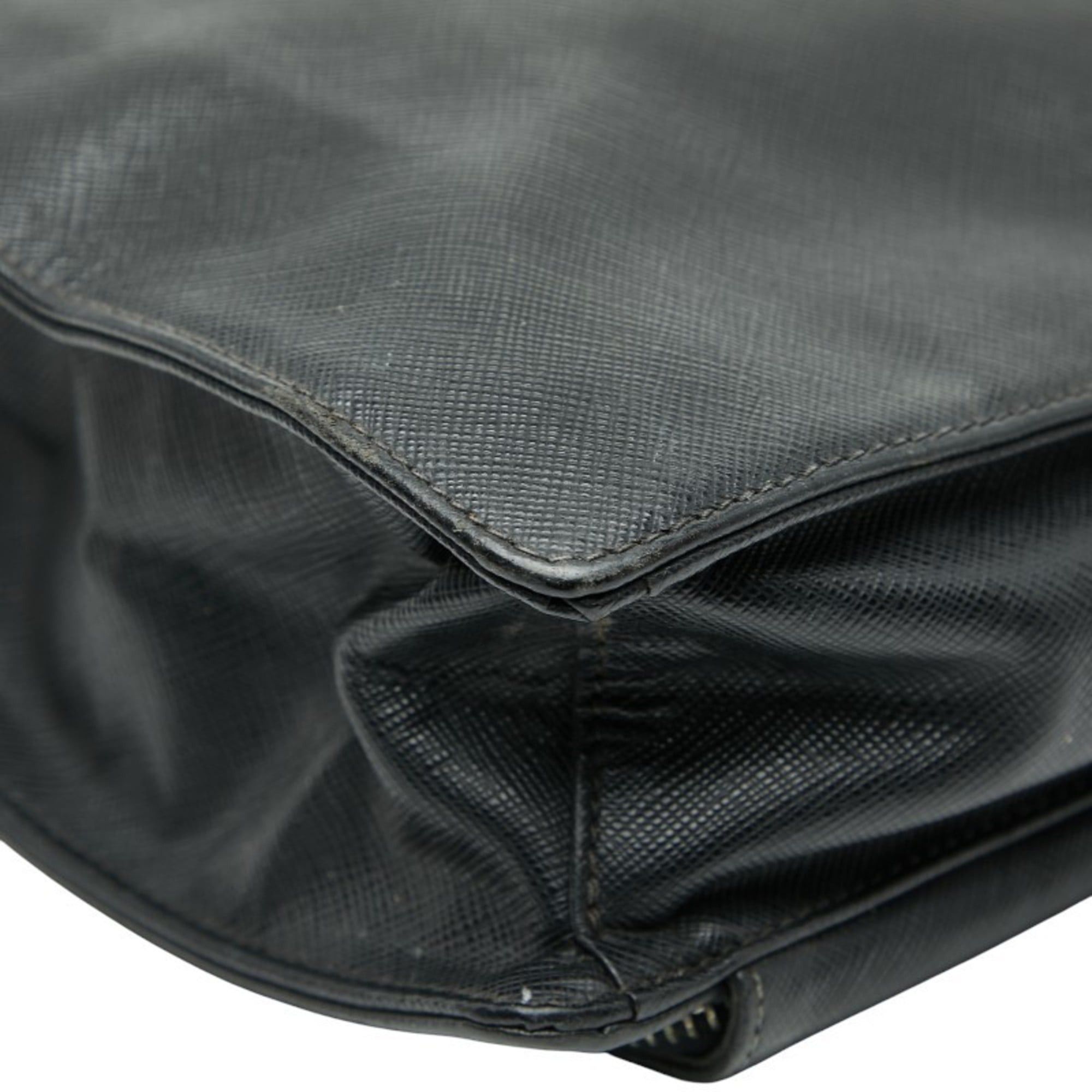 Prada Prada Triangle Logo Plate Handbag/Business Bag in Black Saffiano Leather for Women Size ONE SIZE - 7 Thumbnail