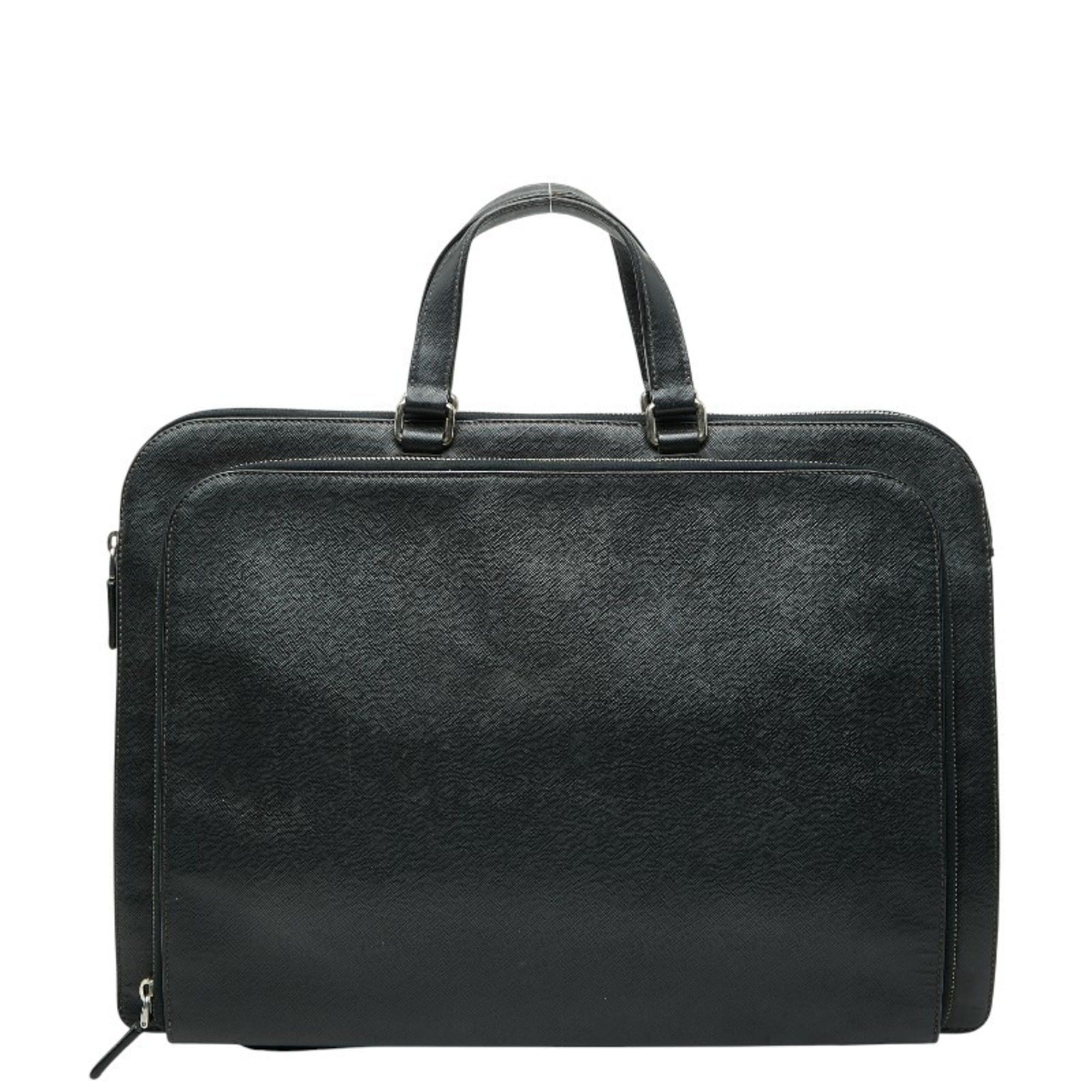 Prada Prada Triangle Logo Plate Handbag/Business Bag in Black Saffiano Leather for Women Size ONE SIZE - 2 Thumbnail