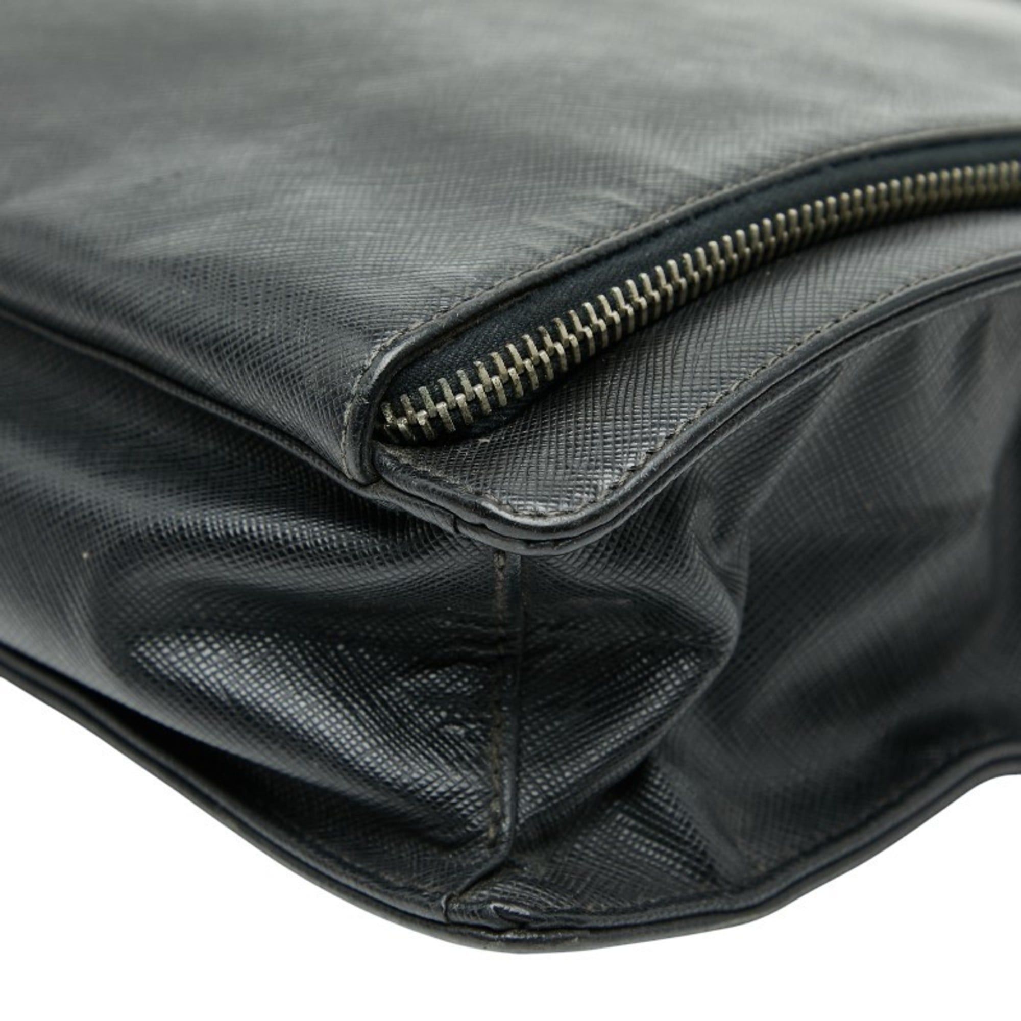 Prada Prada Triangle Logo Plate Handbag/Business Bag in Black Saffiano Leather for Women Size ONE SIZE - 4 Thumbnail