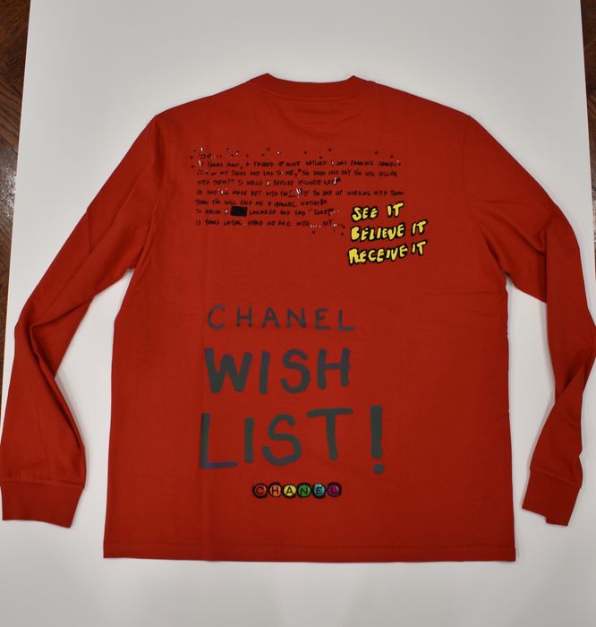 Chanel X Pharrell Capsule Collection White Long Sleeve Graffiti Tee Shirt  RARE M