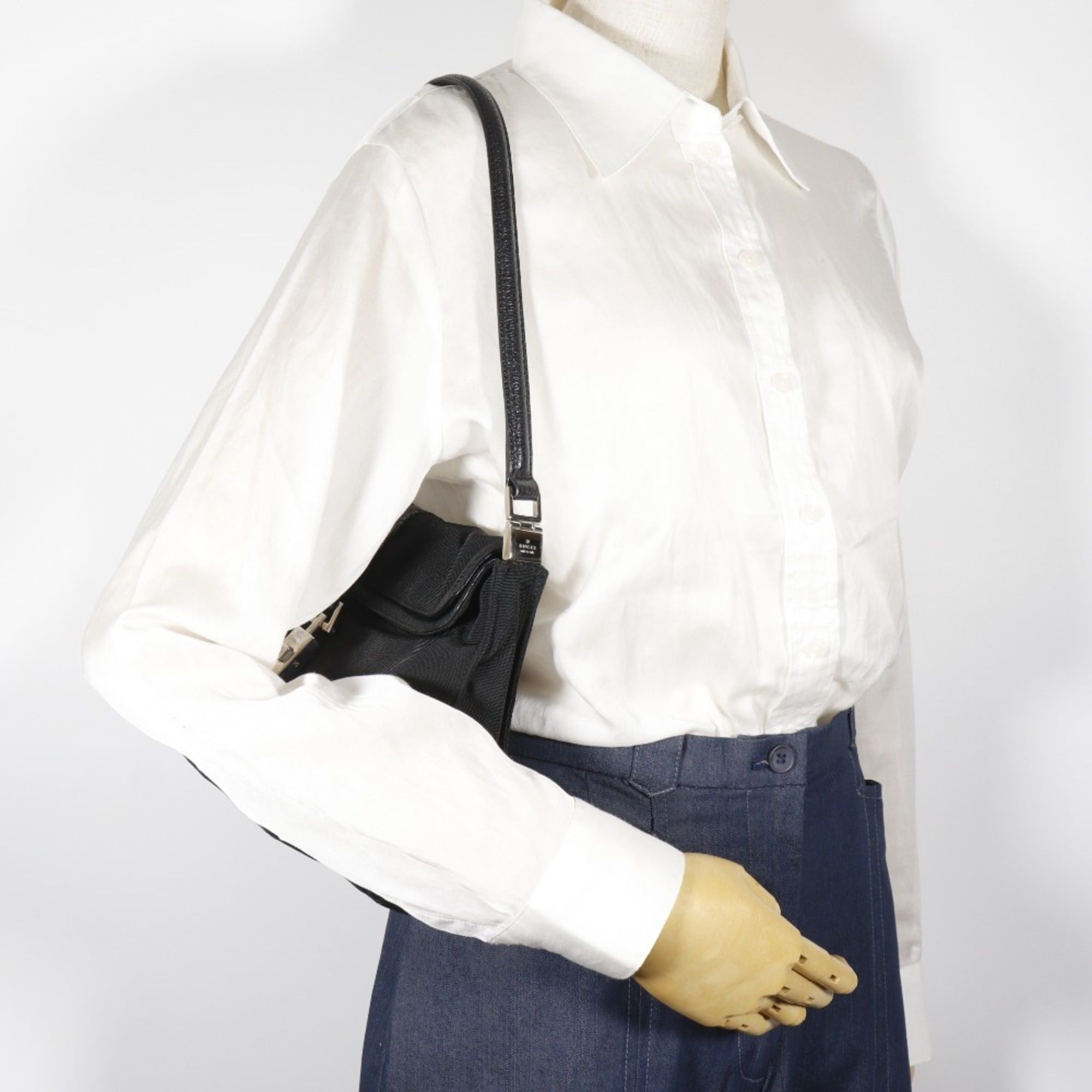 Gucci Gucci Jackie Shoulder Bag 001.3734.200047, Black Nylon Canvas, Flap, Women's Size ONE SIZE - 14 Thumbnail