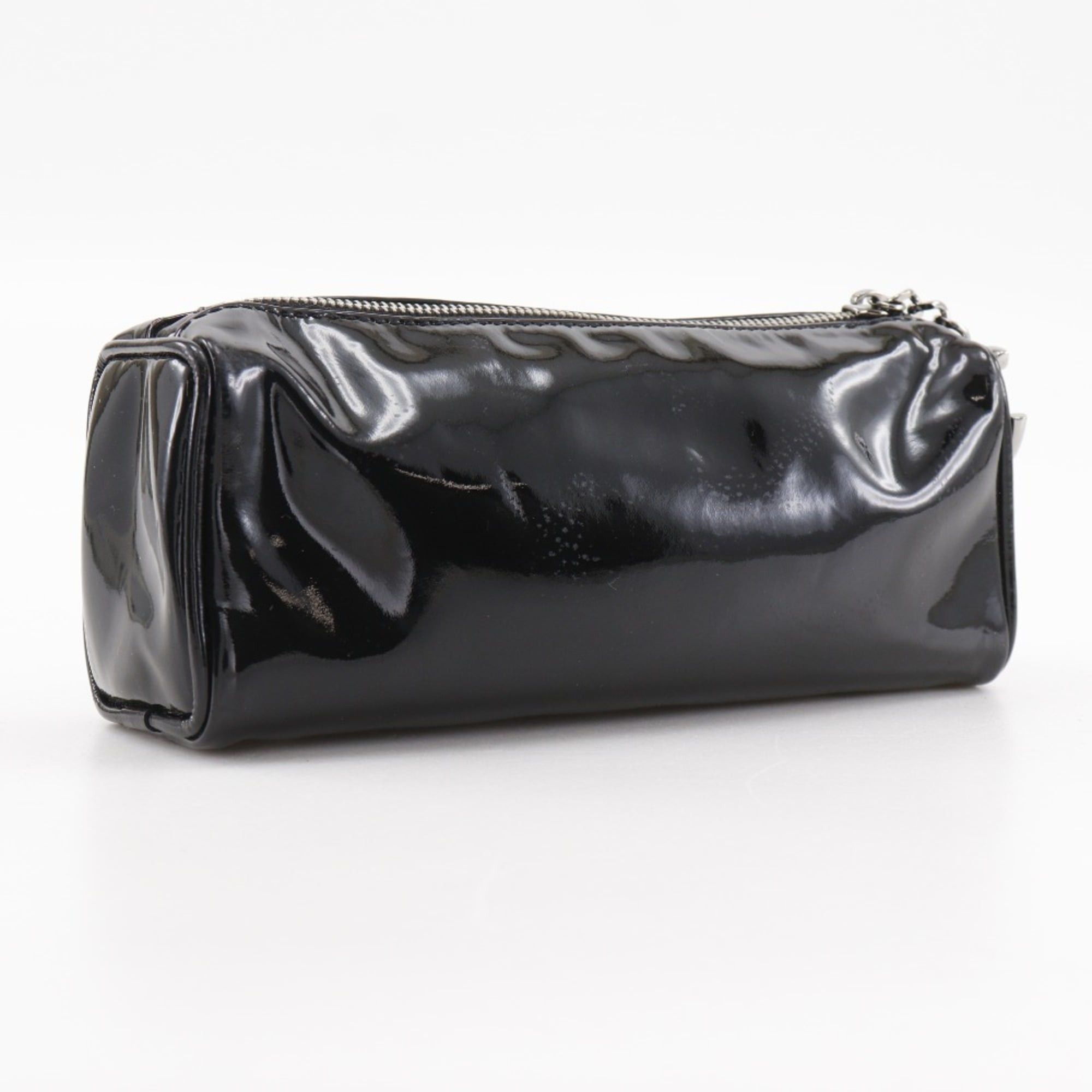 Chanel CHANEL Camellia Pouch, Enamel, Black, Zipper, Women's Size ONE SIZE - 3 Thumbnail