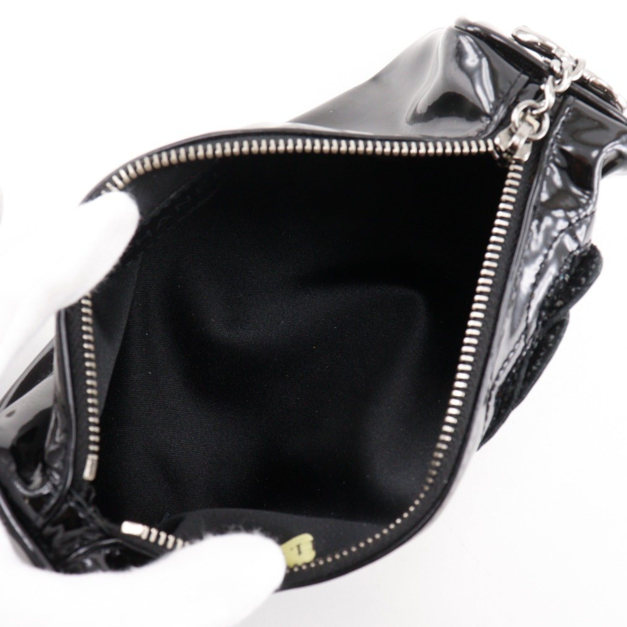 Chanel CHANEL Camellia Pouch, Enamel, Black, Zipper, Women's Size ONE SIZE - 8 Thumbnail