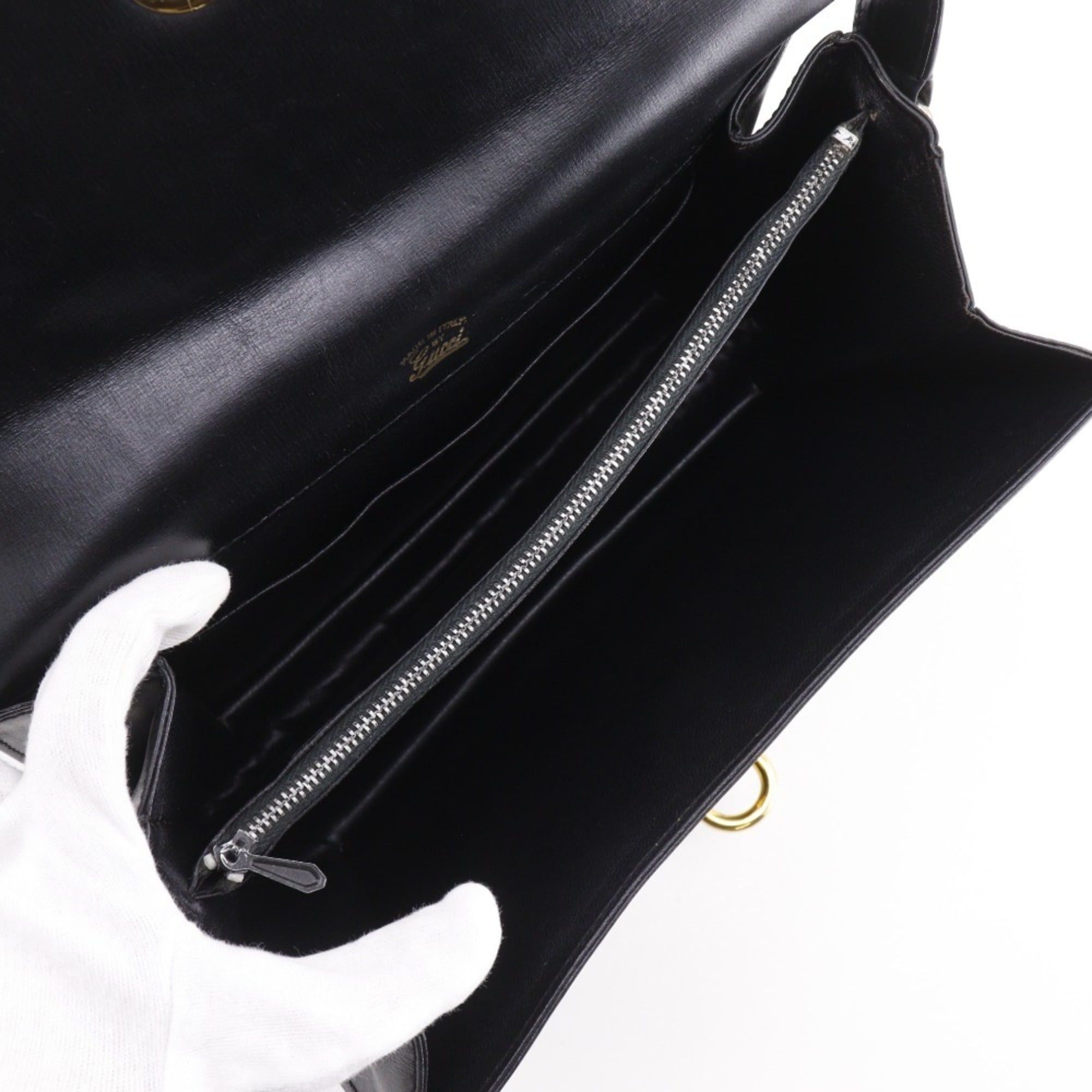 Gucci Gucci Old Shoulder Bag, Vintage Calfskin, Black, A5 Size, Flap, Women's Size ONE SIZE - 6 Thumbnail