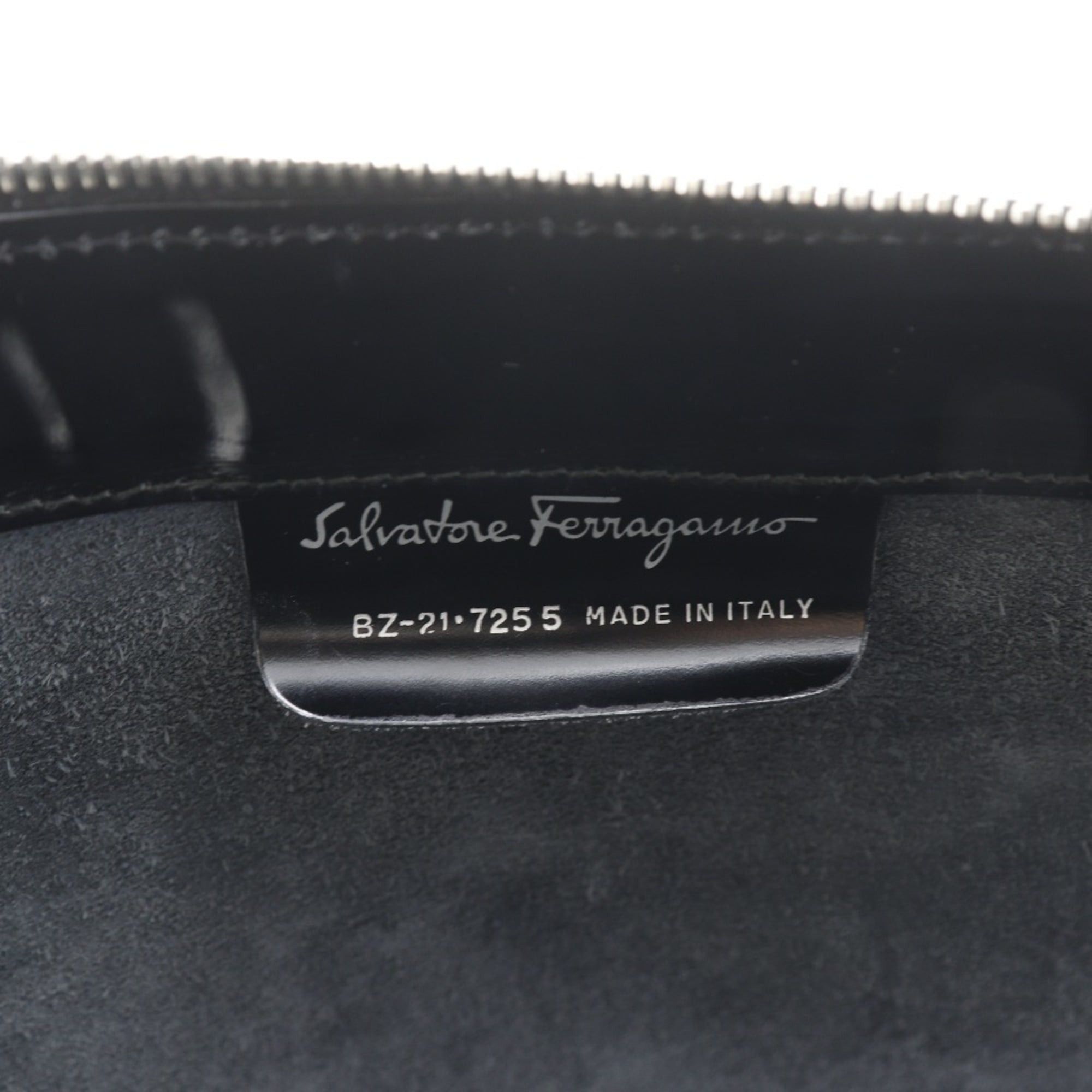 Salvatore Ferragamo Salvatore Ferragamo Tote Bag BZ-21 7255 Patent Leather/Vinyl Black A5 Zipper Women's Size ONE SIZE - 18 Thumbnail