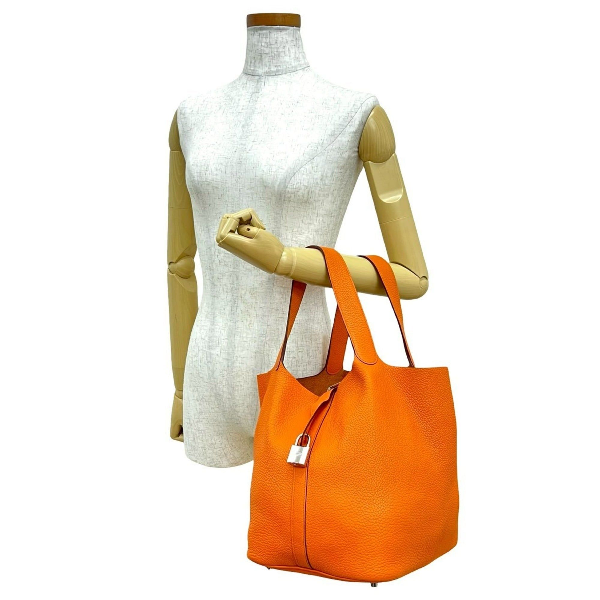 Hermes □O engraved HERMES Picotin Lock GM Taurillon Clemence leather handbag tote bag orange 22018 Size ONE SIZE - 2 Thumbnail