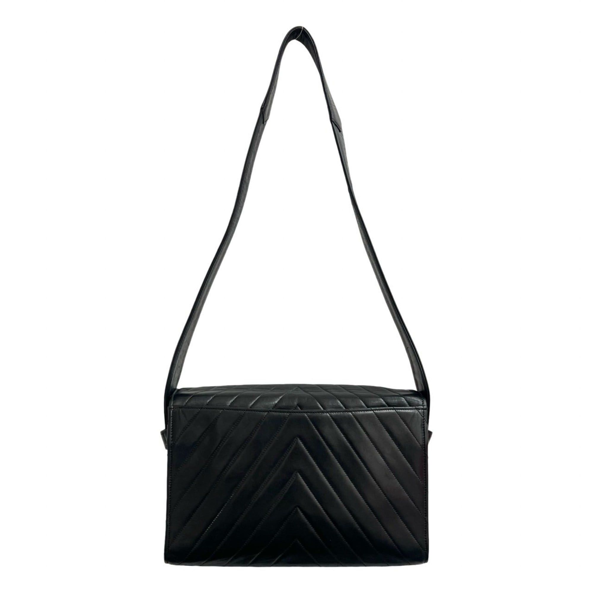 Chanel CHANEL Vintage V-Stitch Coco Mark Lambskin Semi-Shoulder Bag, Black, 40772 Size ONE SIZE - 3 Thumbnail