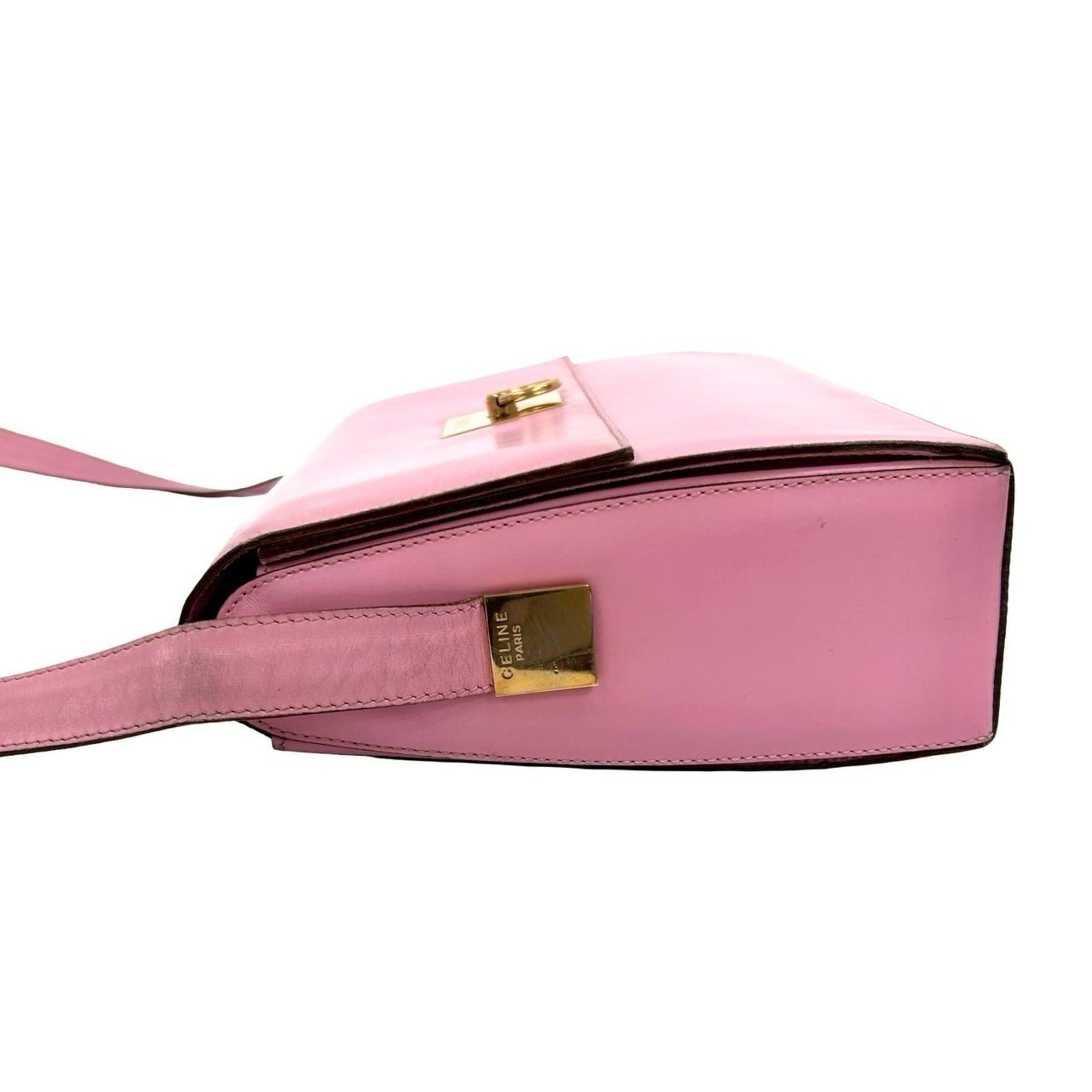Celine CELINE Vintage Logo Ring Hardware Leather Shoulder Bag Pochette Sacoche Pink 26147 Size ONE SIZE - 5 Thumbnail
