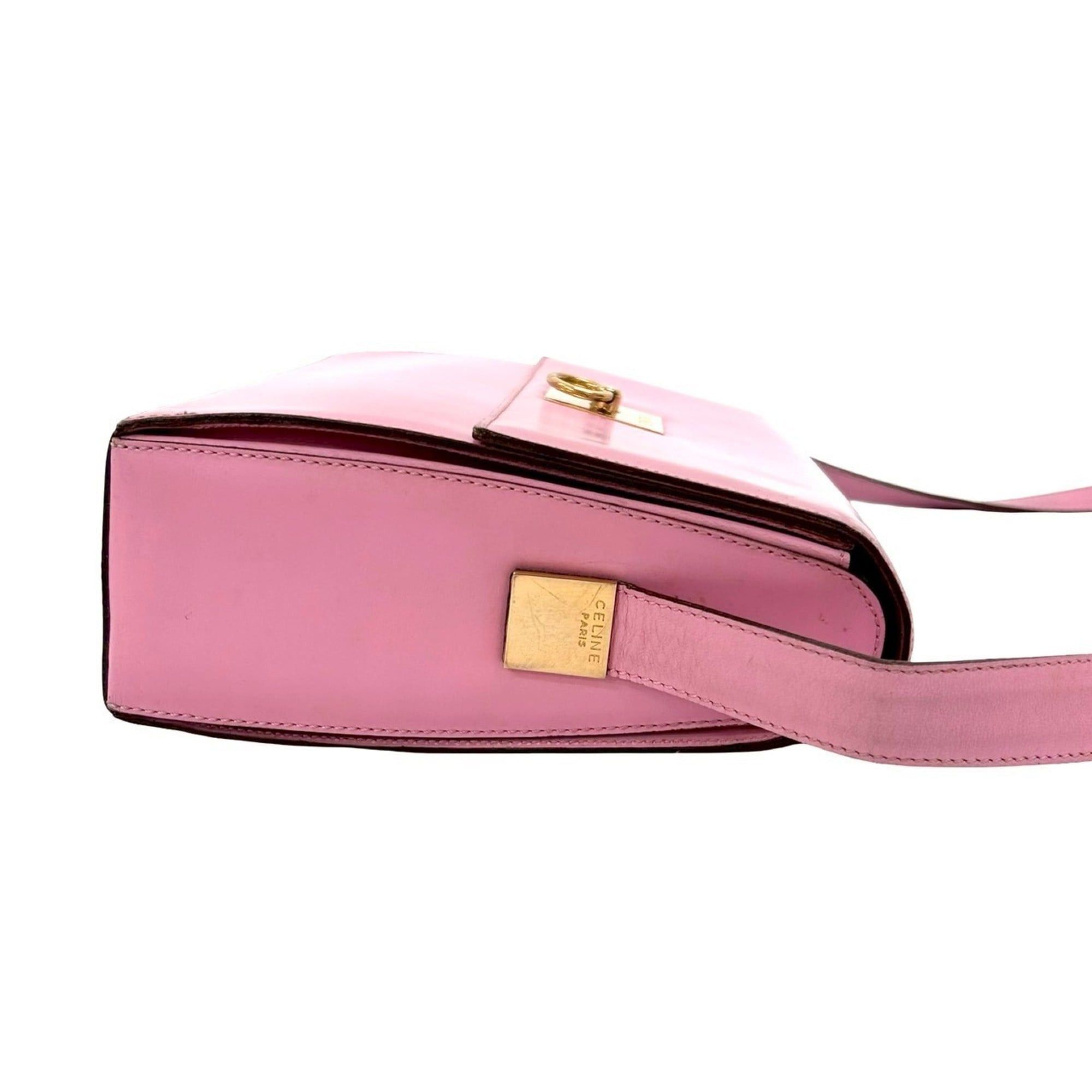 Celine CELINE Vintage Logo Ring Hardware Leather Shoulder Bag Pochette Sacoche Pink 26147 Size ONE SIZE - 6 Thumbnail