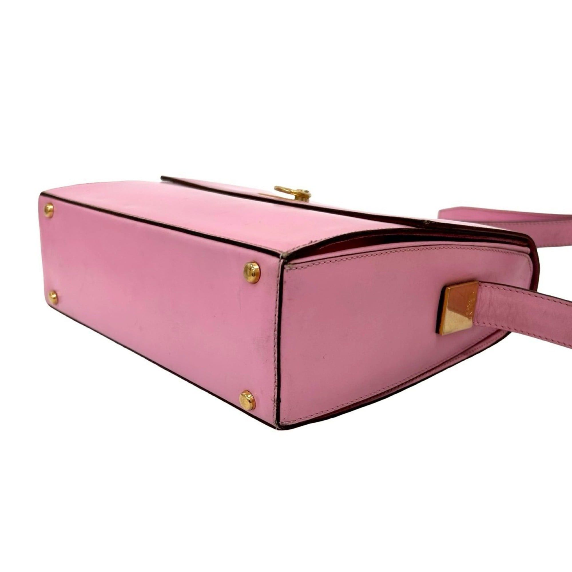 Celine CELINE Vintage Logo Ring Hardware Leather Shoulder Bag Pochette Sacoche Pink 26147 Size ONE SIZE - 8 Thumbnail