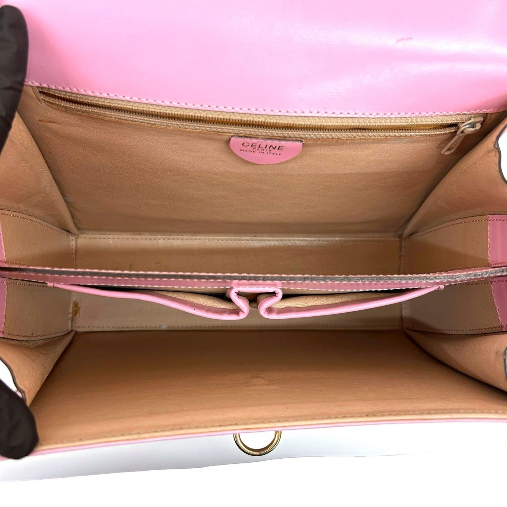 Celine CELINE Vintage Logo Ring Hardware Leather Shoulder Bag Pochette Sacoche Pink 26147 Size ONE SIZE - 9 Thumbnail