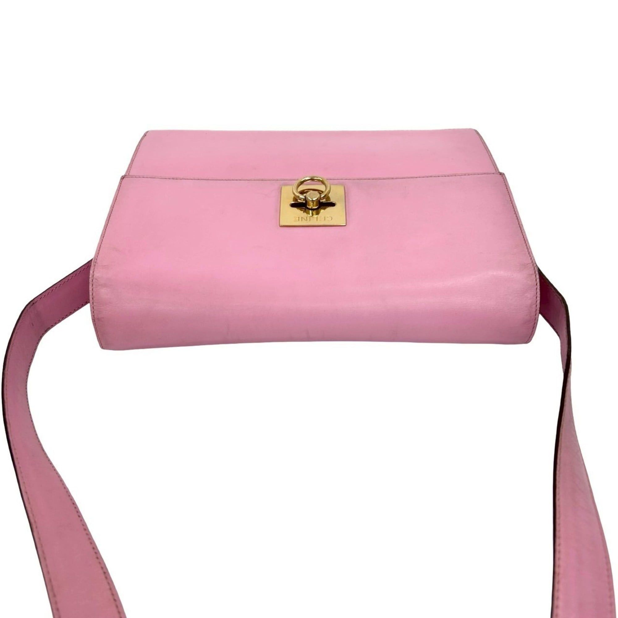 Celine CELINE Vintage Logo Ring Hardware Leather Shoulder Bag Pochette Sacoche Pink 26147 Size ONE SIZE - 4 Thumbnail