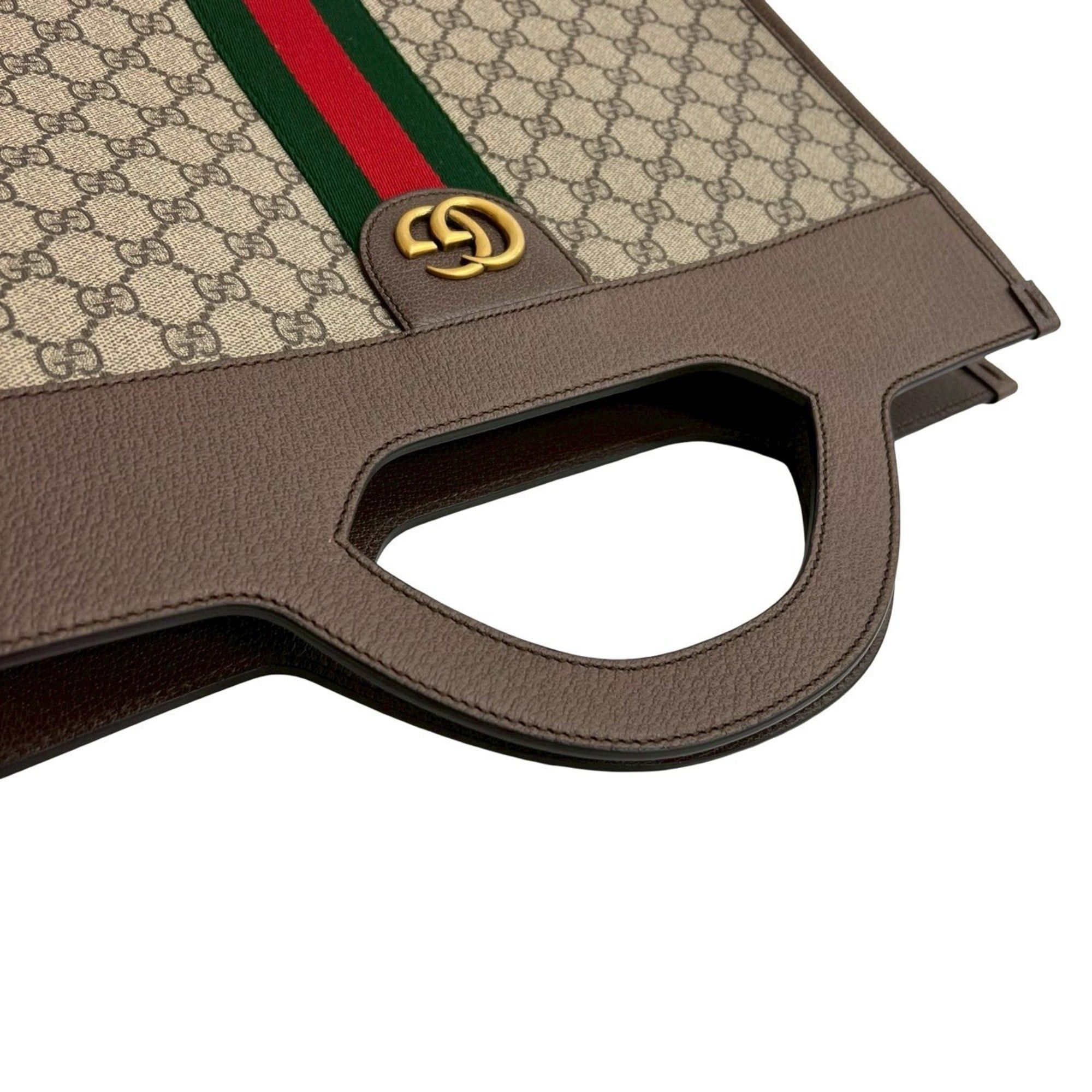 Gucci GUCCI Ophidia GG Supreme Sherry Line Leather Handbag, Tote Bag, Business Brown, 63953 Size ONE SIZE - 4 Thumbnail