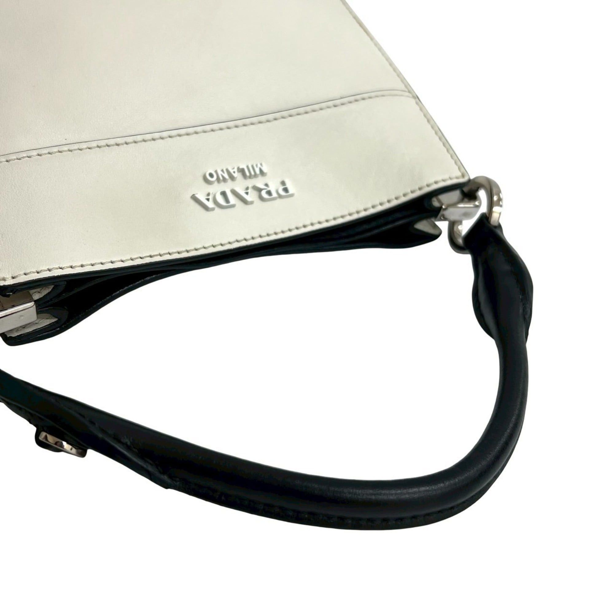 Prada PRADA Maggit Logo Leather 2-Way Handbag, Mini Tote Bag, Shoulder White 16510 Size ONE SIZE - 4 Thumbnail
