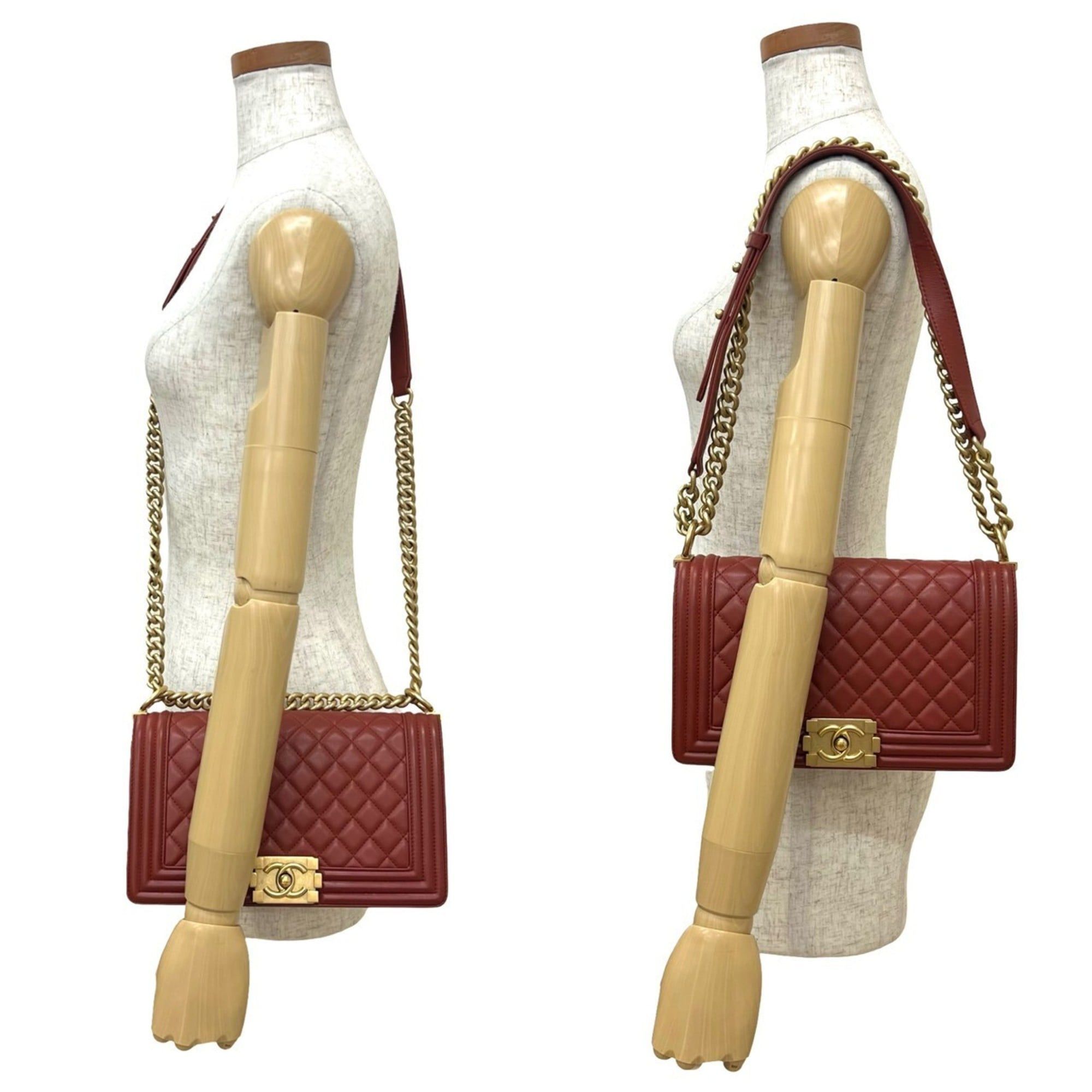 Chanel CHANEL Boy Chanel Coco Mark Lambskin Chain Shoulder Bag Red 41510 Size ONE SIZE - 2 Thumbnail