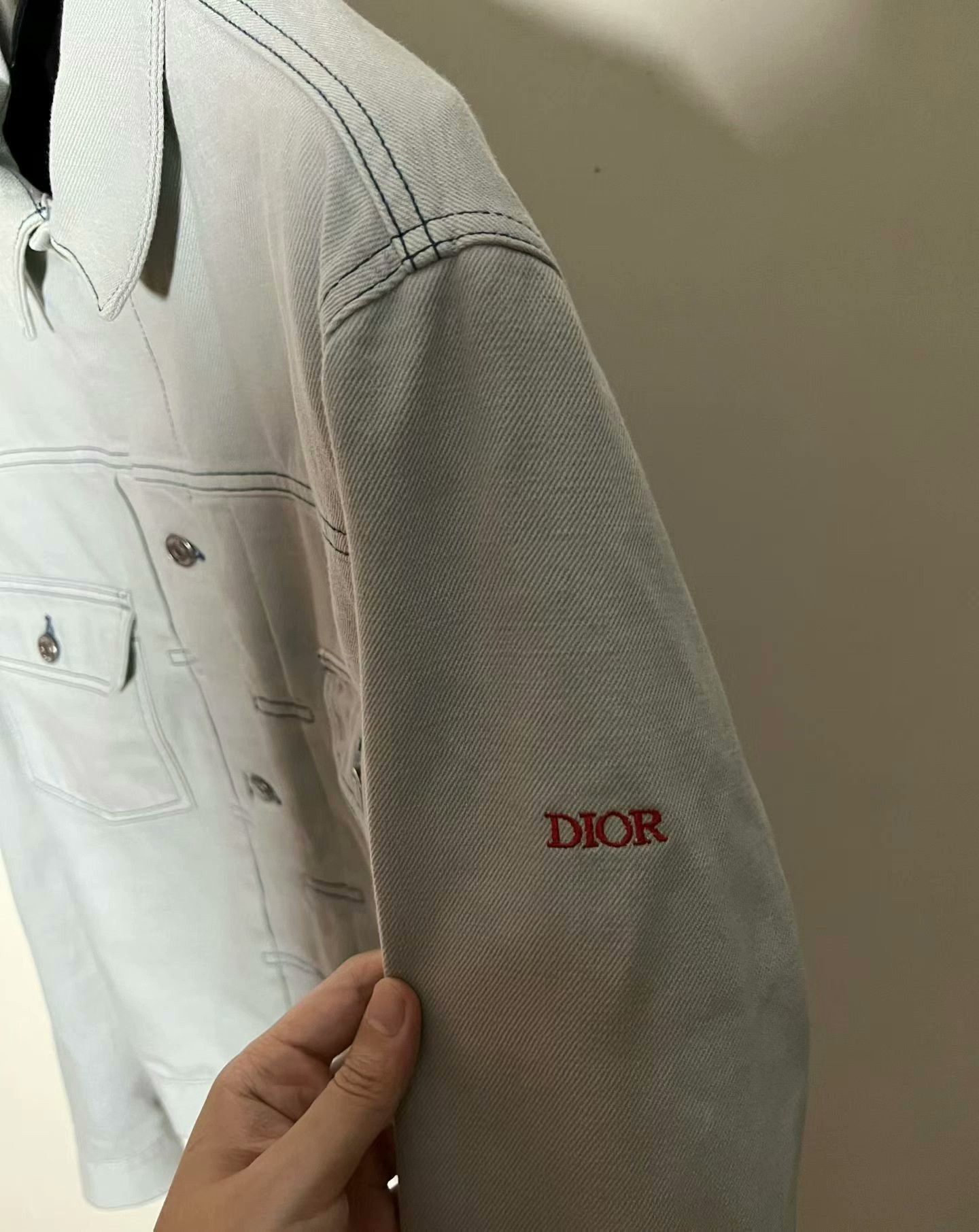 Dior gray-blue tiger embroidered jacket by Dior Size US L / EU 52-54 / 3 - 3 Thumbnail