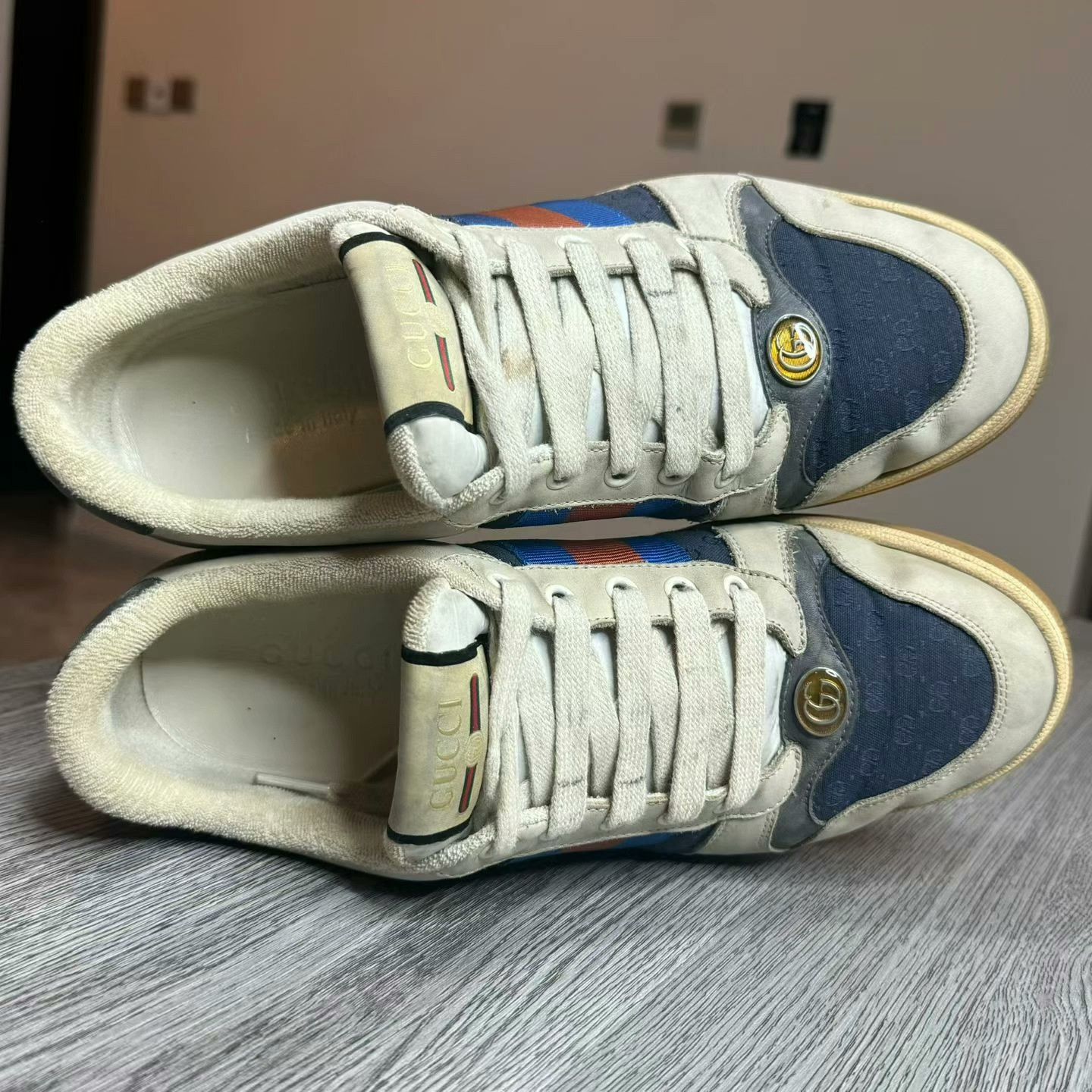 Gucci gucci screener sneakers with blue stripes Size US 8 / EU 41 - 5 Thumbnail