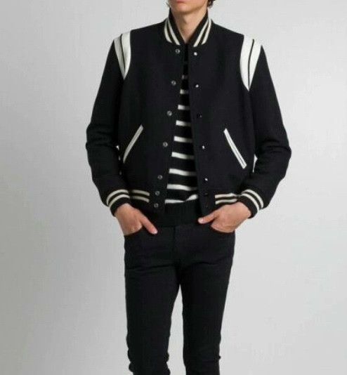 Saint Laurent Paris black and white varsity jacket by SLP Size US L / EU 52-54 / 3 - 9 Thumbnail