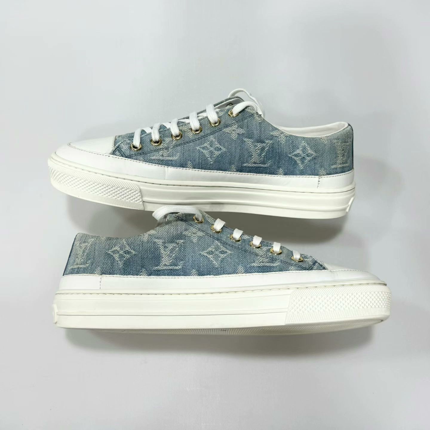Louis Vuitton louis vuitton blue denim canvas shoes Size US 6 / EU 39 - 3 Thumbnail