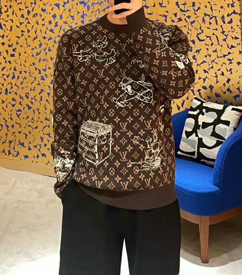 Louis Vuitton LV Brown Graffiti Knit Sweater in XL Size US XL / EU 56 / 4 - 9 Thumbnail