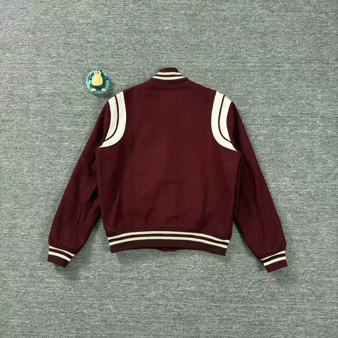 Saint Laurent Paris dark red striped baseball jacket by SLP Size US M / EU 48-50 / 2 - 2 Thumbnail