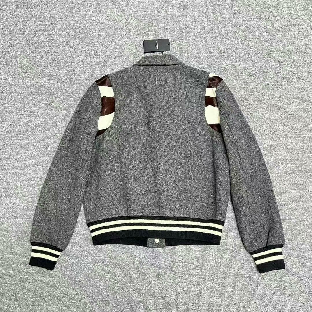 Saint Laurent Paris saint laurent gray striped varsity jacket Size US L / EU 52-54 / 3 - 2 Thumbnail