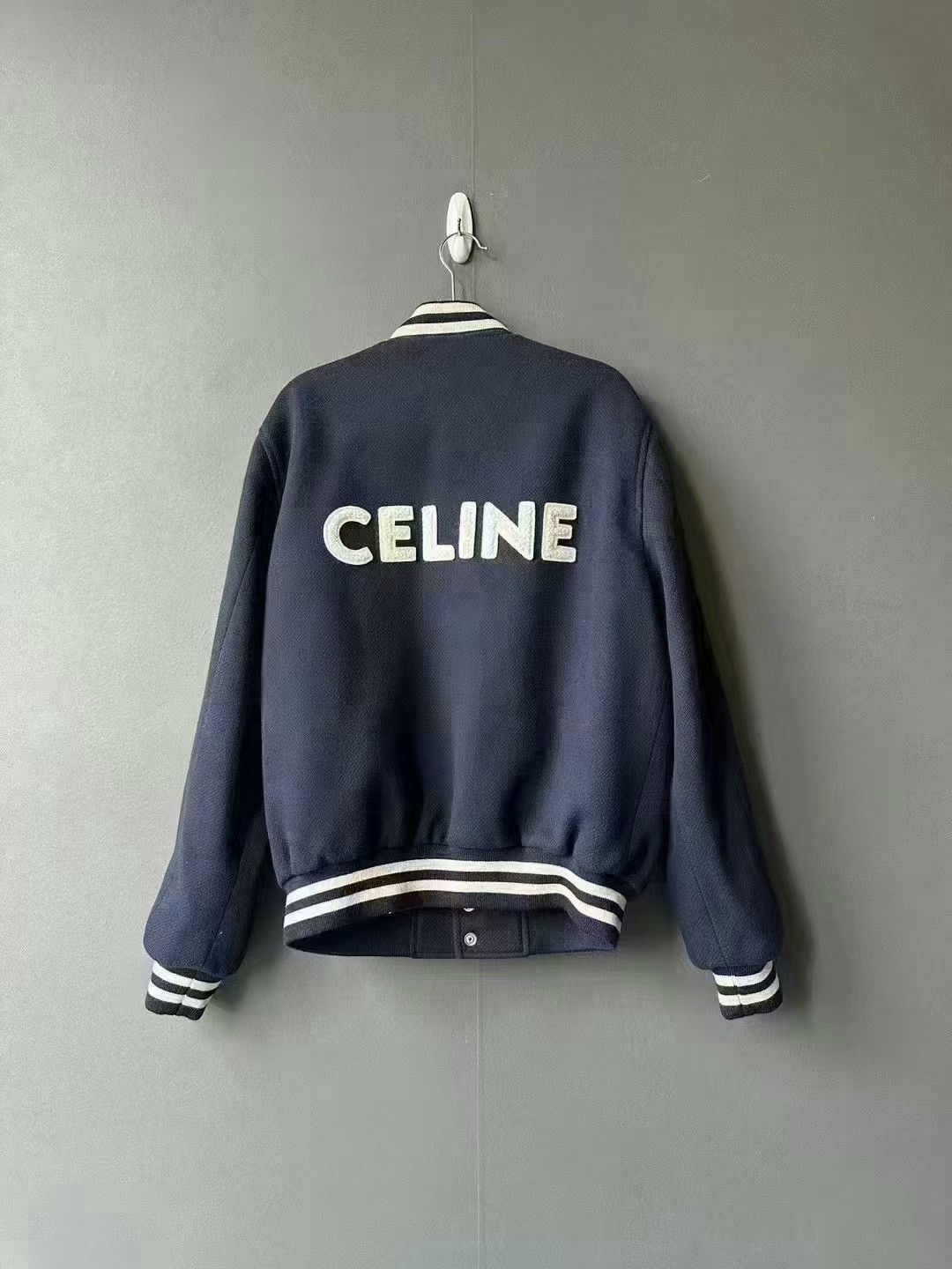 Celine celine wool baseball jacket in navy blue Size US L / EU 52-54 / 3 - 2 Thumbnail