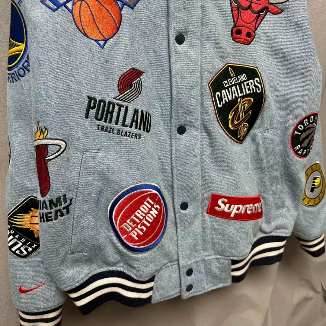 Nike supreme nike nba denim baseball jacket Size US M / EU 48-50 / 2 - 3 Thumbnail