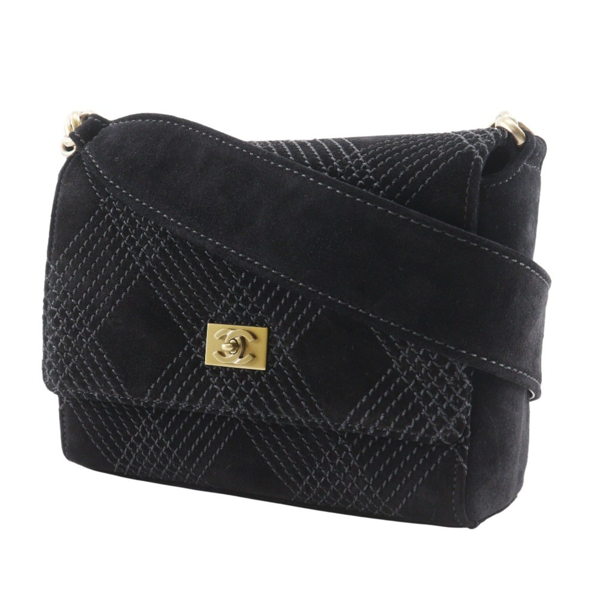 Chanel CHANEL Wild Stitch Shoulder Bag A19343Y02640, Black Suede, Crossbody, Turnlock, Women's Size ONE SIZE - 2 Thumbnail