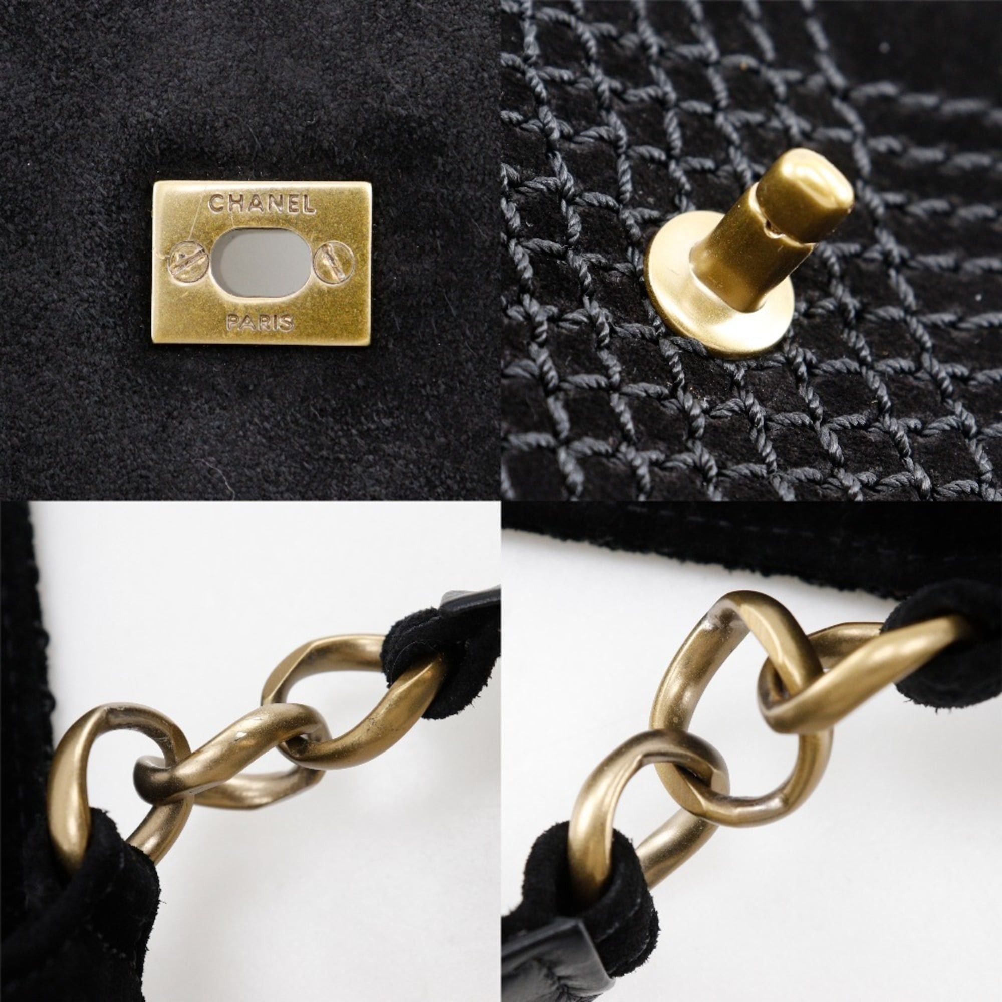 Chanel CHANEL Wild Stitch Shoulder Bag A19343Y02640, Black Suede, Crossbody, Turnlock, Women's Size ONE SIZE - 12 Thumbnail
