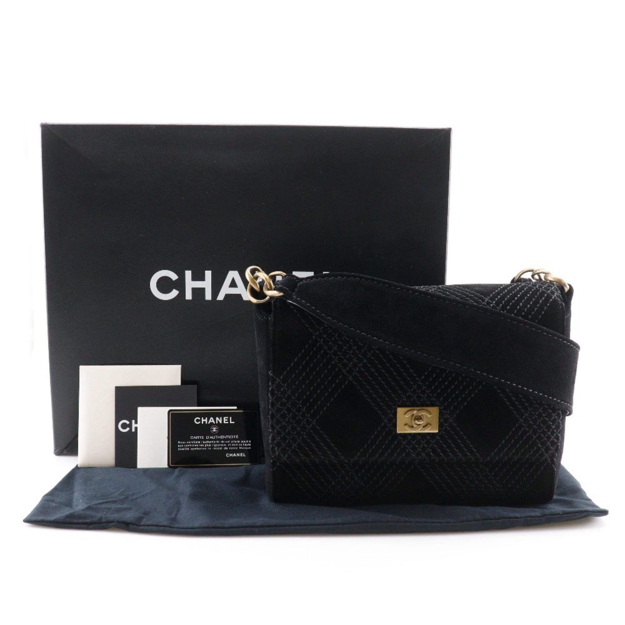 Chanel CHANEL Wild Stitch Shoulder Bag A19343Y02640, Black Suede, Crossbody, Turnlock, Women's Size ONE SIZE - 17 Thumbnail