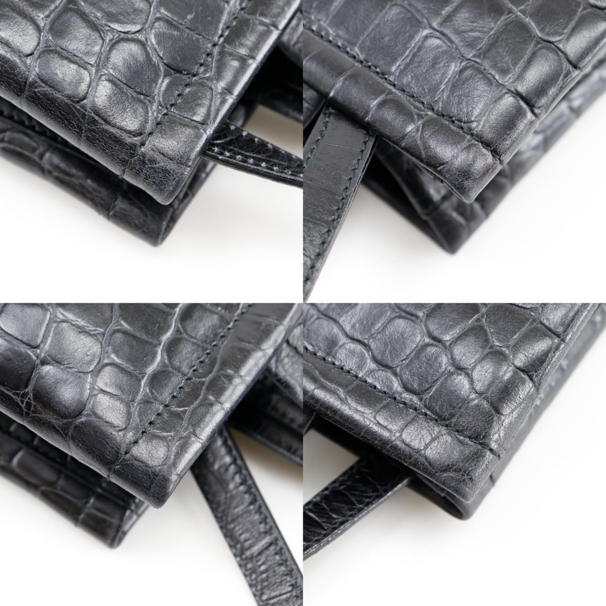 Salvatore Ferragamo Salvatore Ferragamo Vara Handbag, 2-Way Shoulder Bag AQ-21 8252, Embossed Leather, Black, Crossbody, Magnetic closure, Women's Size ONE SIZE - 6 Thumbnail
