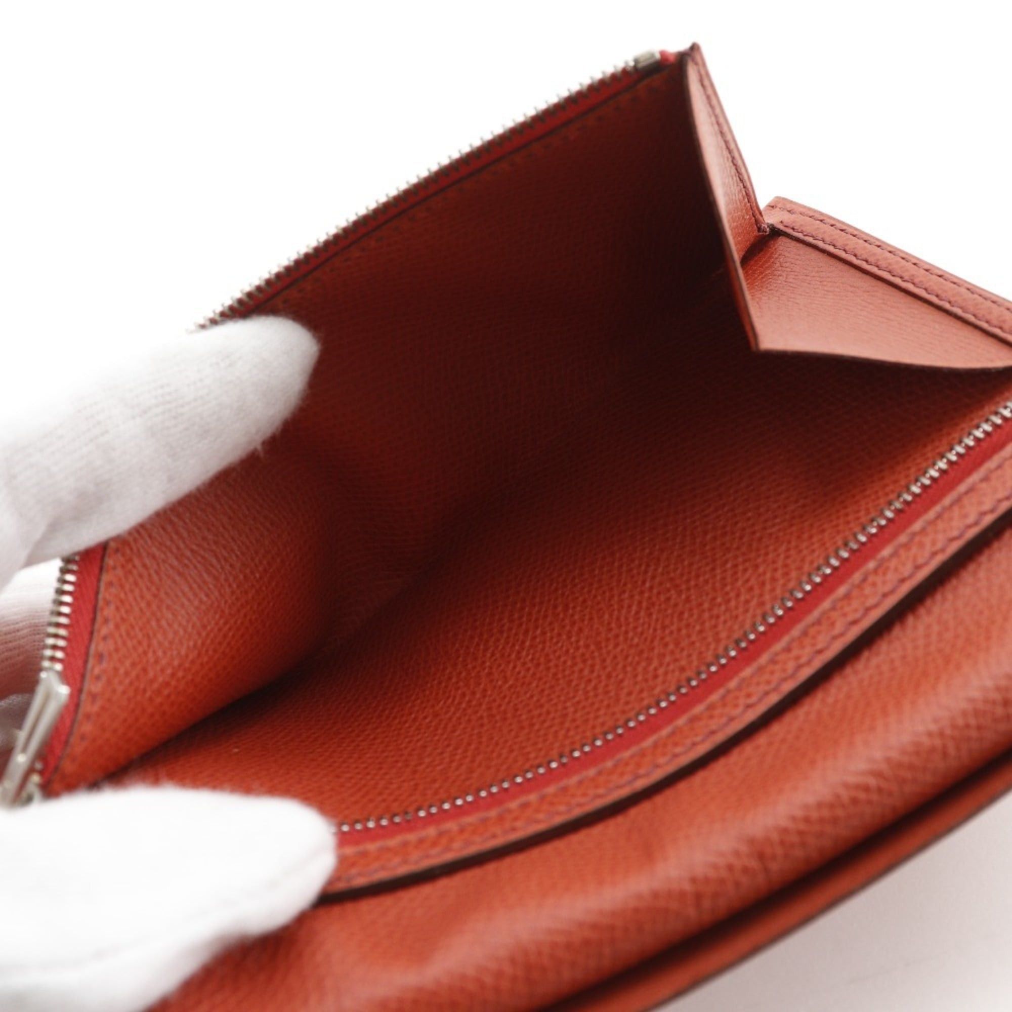 Hermes Hermes Hermès Bean Long Wallet, Epsom Leather, 2003, Orange, Women's Size ONE SIZE - 8 Thumbnail