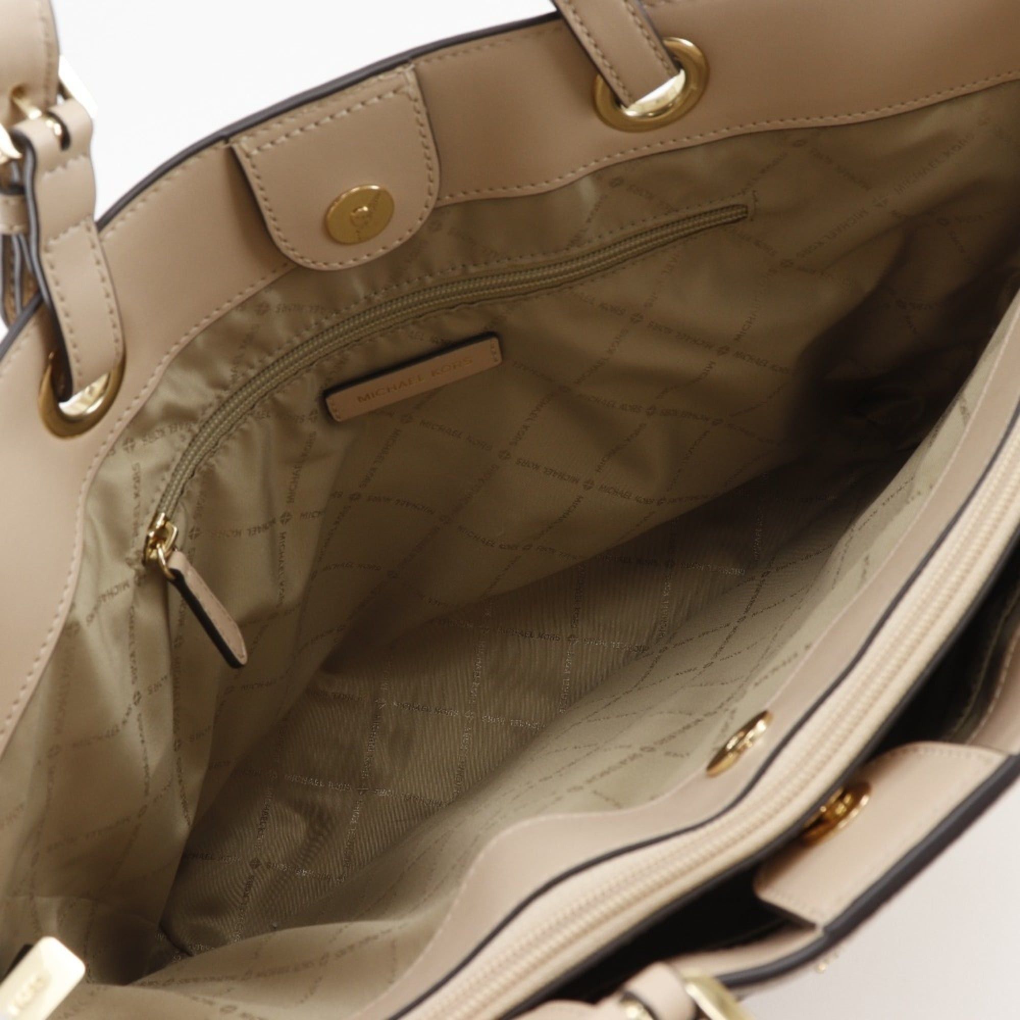 Michael Kors Michael Kors Women's Beige Leather Tote Bag with A4 Magnetic closure Size ONE SIZE - 6 Thumbnail