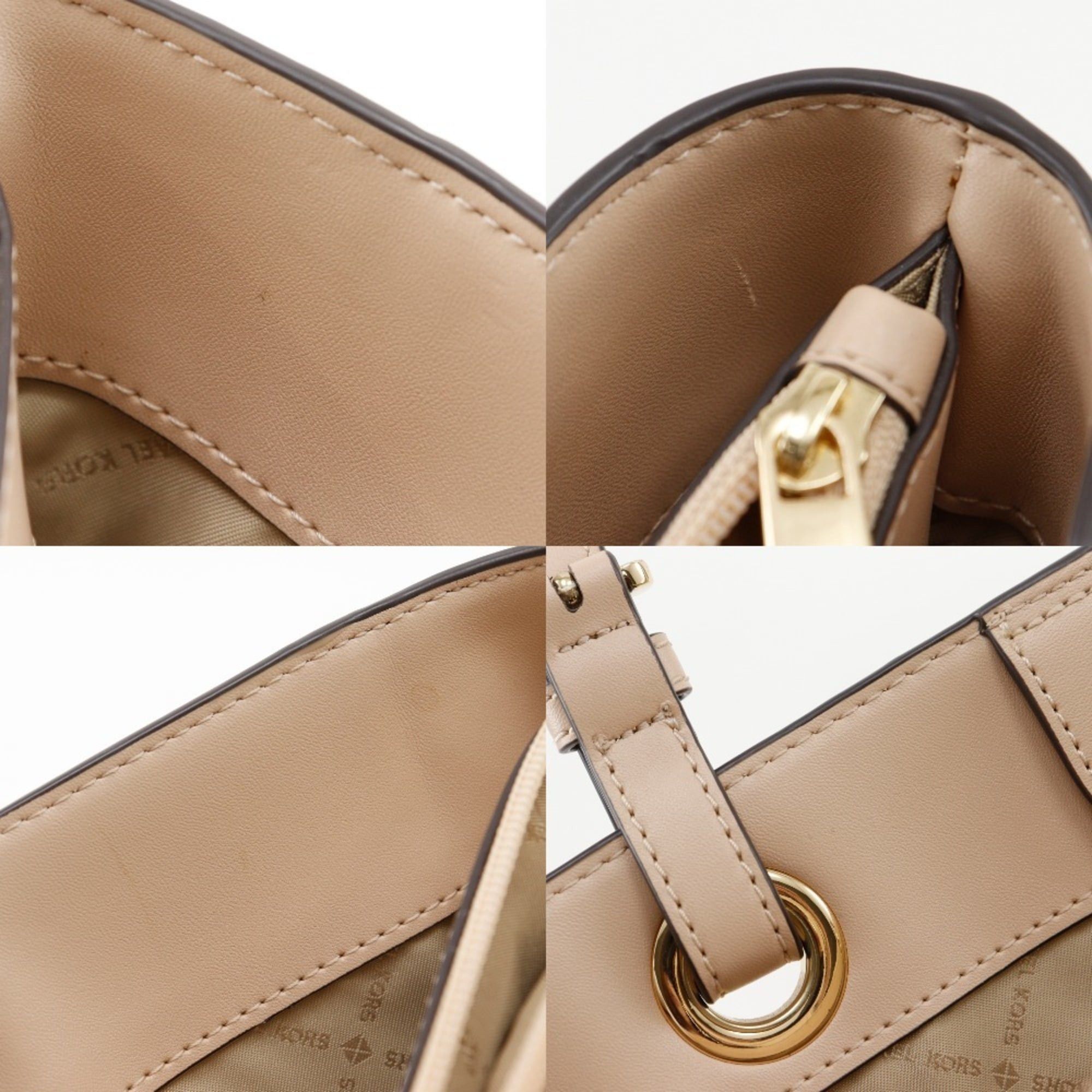 Michael Kors Michael Kors Women's Beige Leather Tote Bag with A4 Magnetic closure Size ONE SIZE - 15 Thumbnail