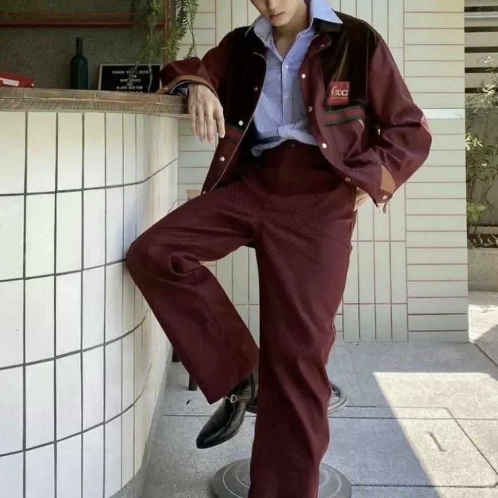 Gucci gucci burgundy double g pattern jacket Size US L / EU 52-54 / 3 - 7 Thumbnail